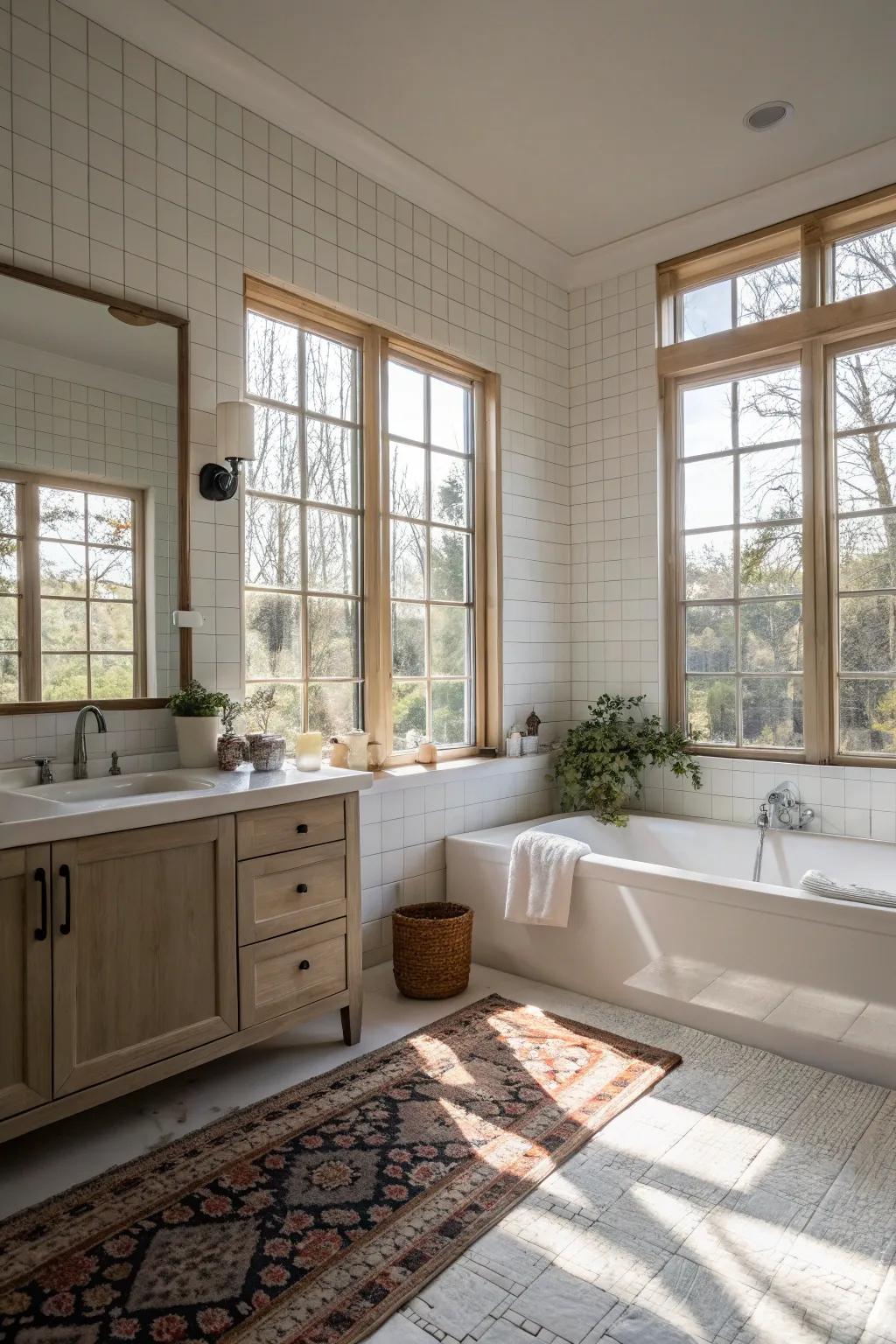 A bathroom filled with natural light is always inviting.