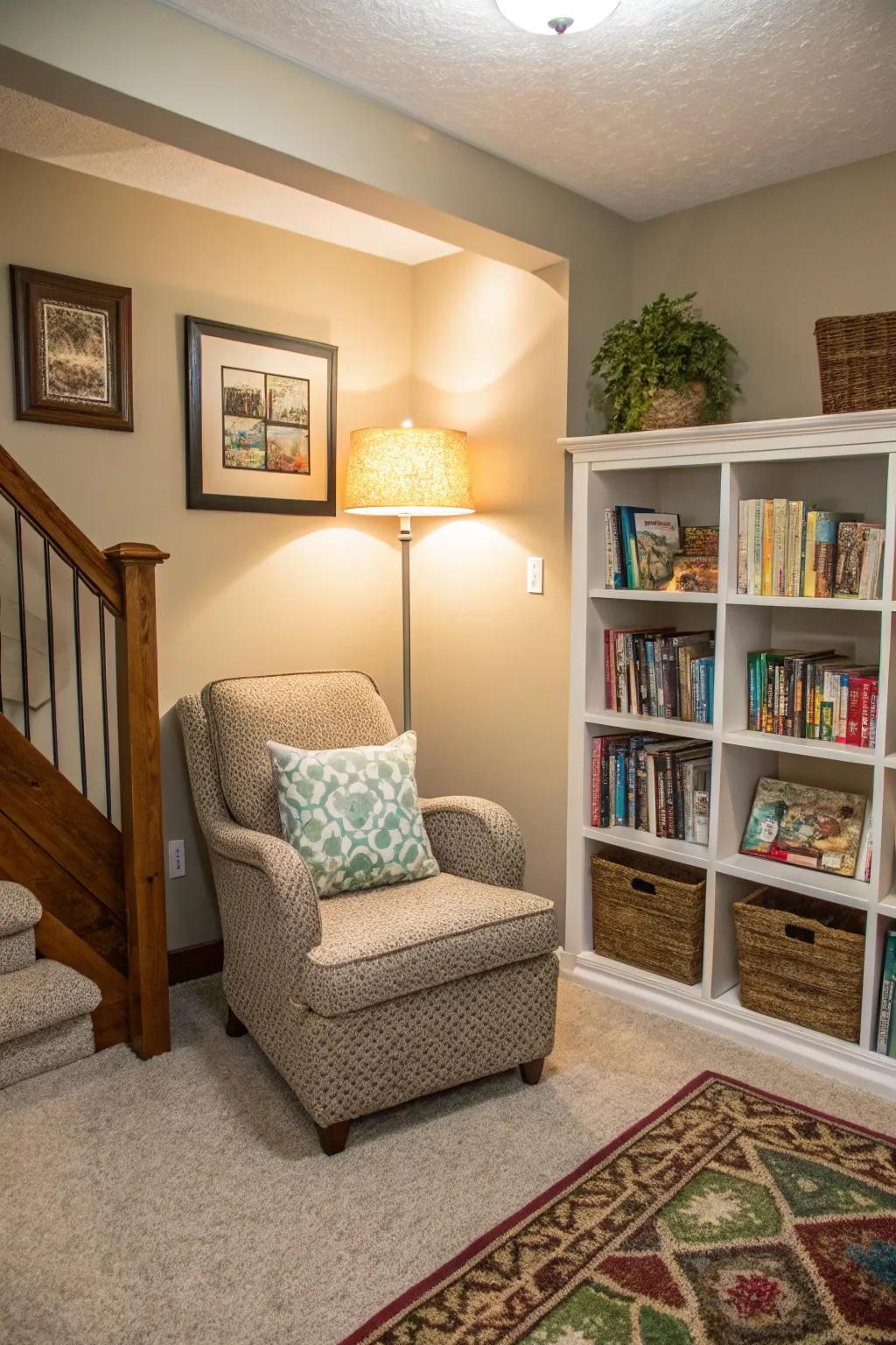A reading nook intended for peaceful moments and refuge.