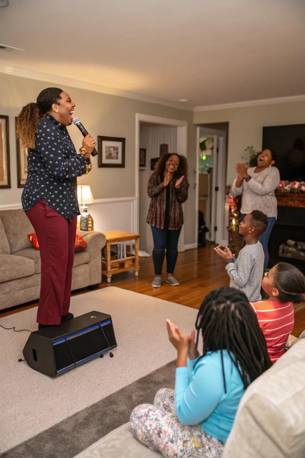 An energetic family talent show exhibiting everyone's unique abilities.