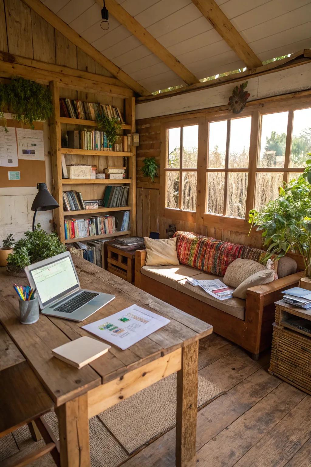 A versatile area that combines work and relaxation.