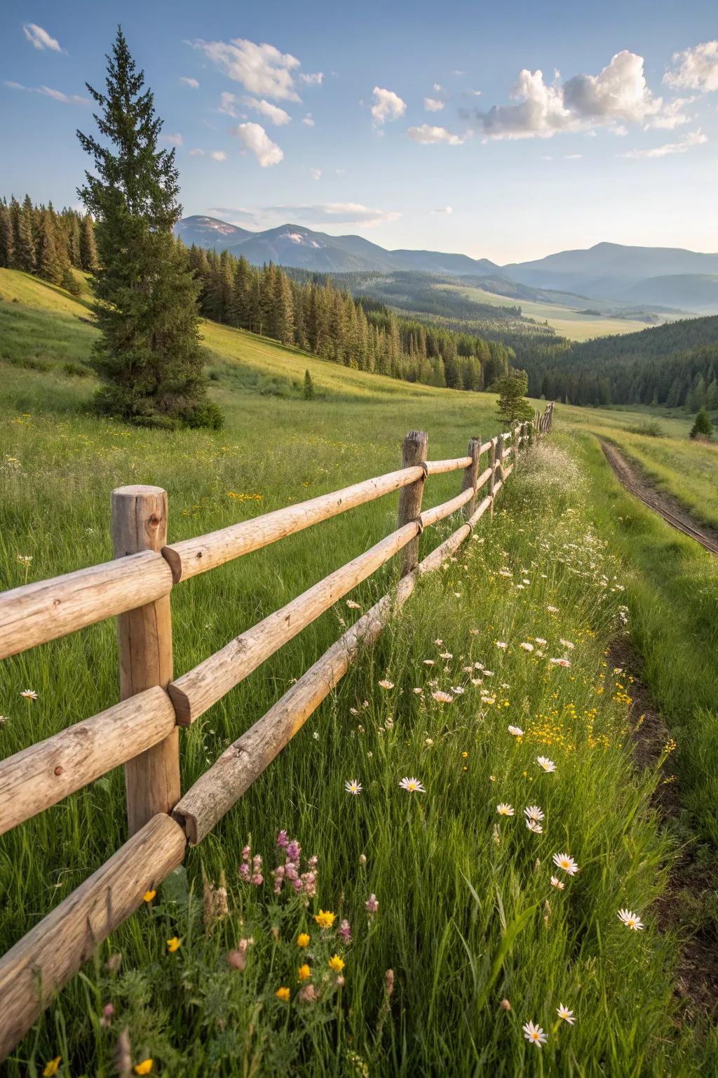 Round rail fences put traditional sophistication front and center.