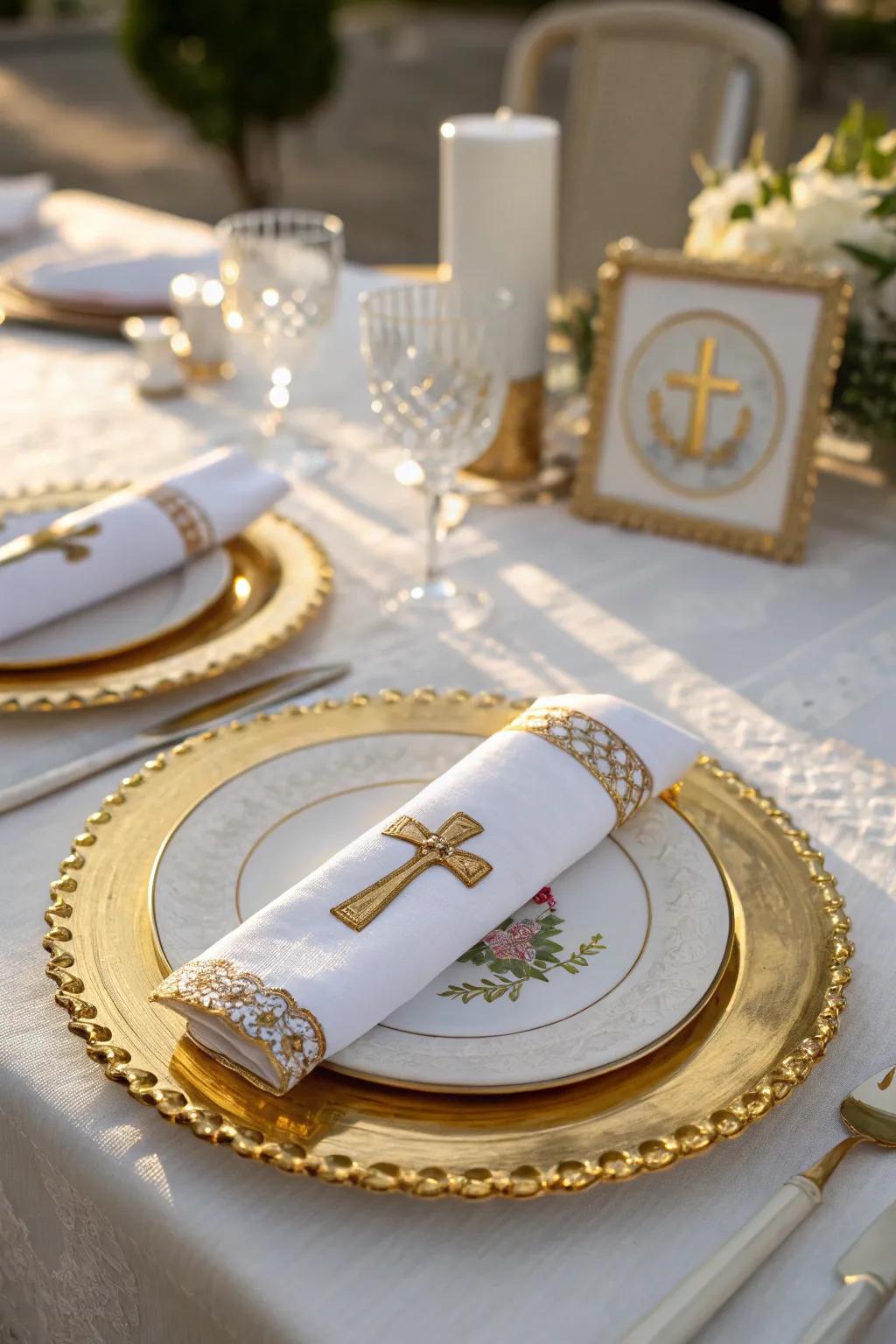 Themed table settings enhance the dining experience with beauty and significance.