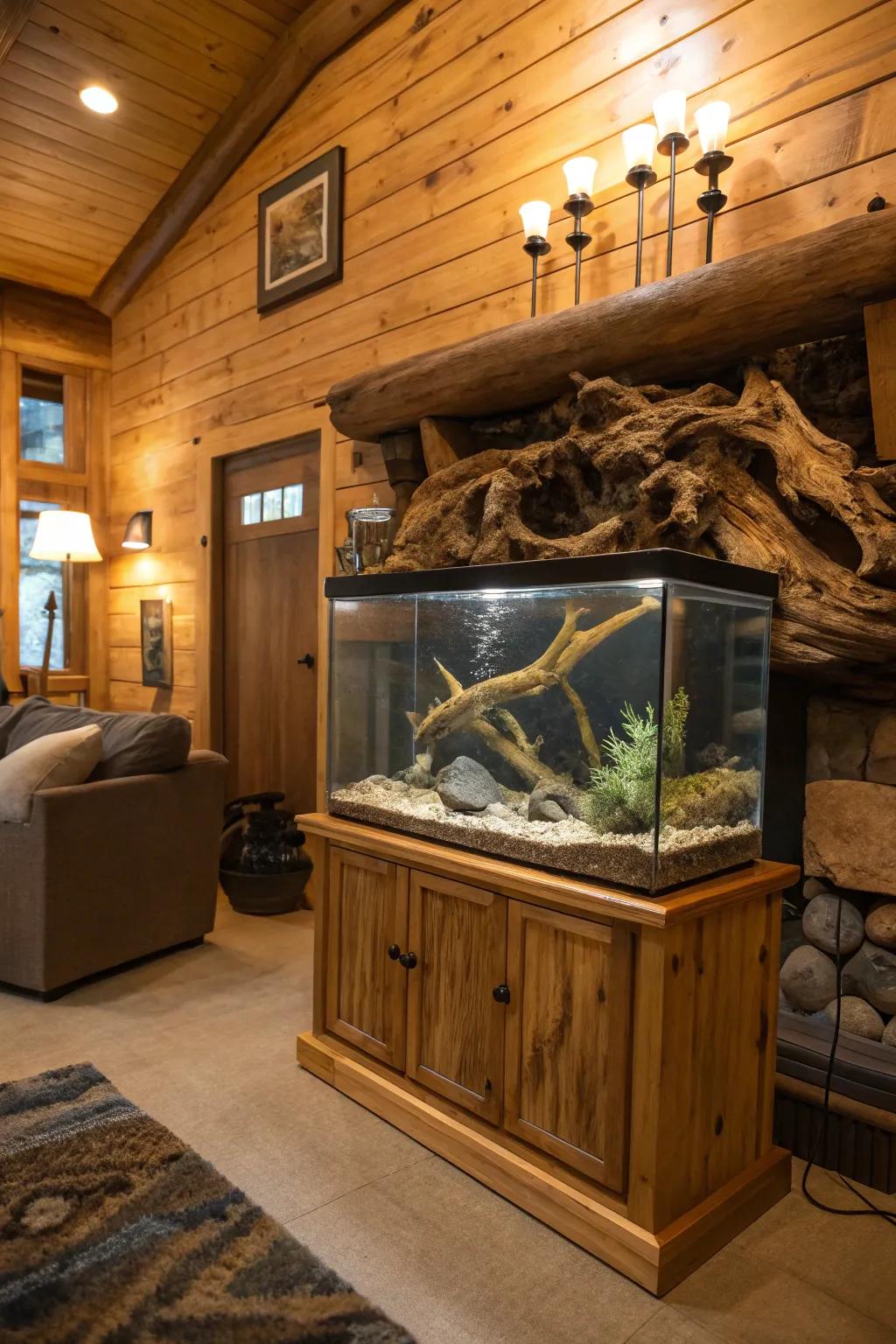 Infuse organic charm through a sunken wood display.