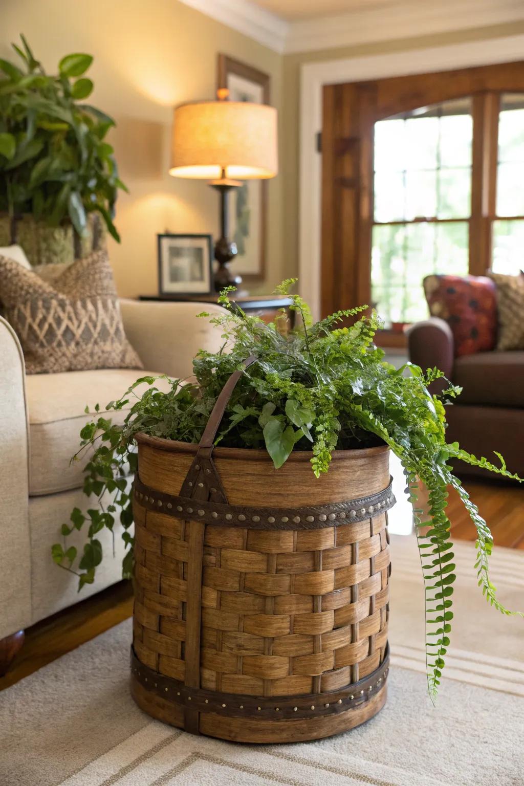 Piscine hampers make for charming and whimsical planters.
