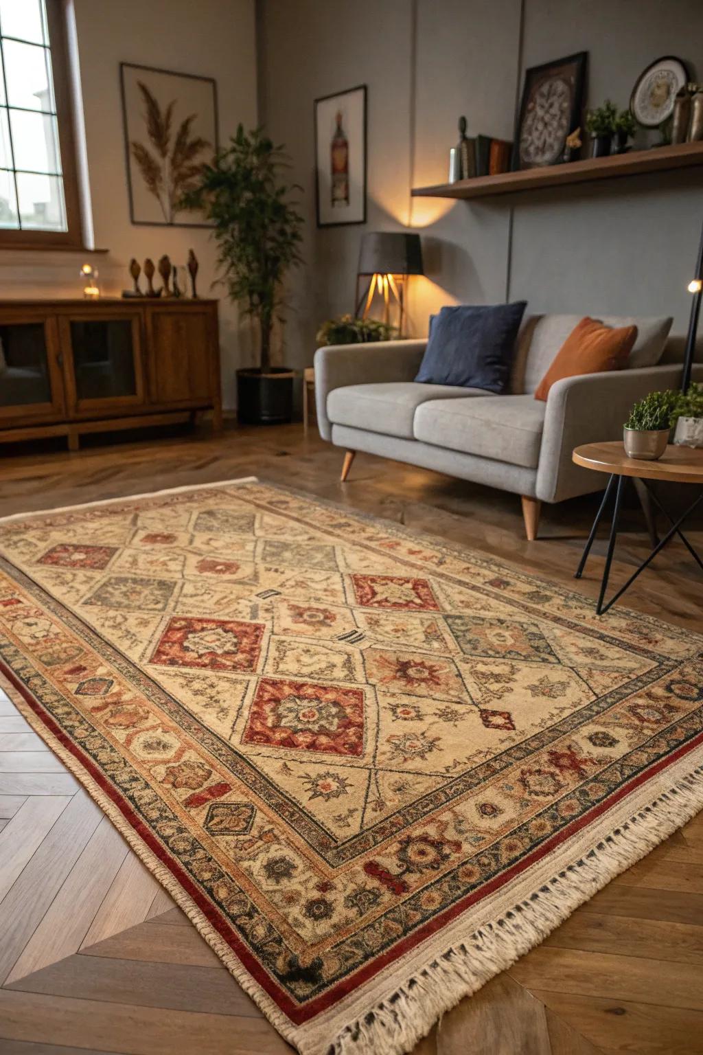 Aged floor coverings add lasting elegance and a unique narrative to your decor.