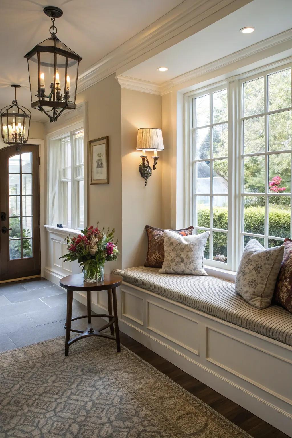 Seating in a foyer enhances both comfort and use.