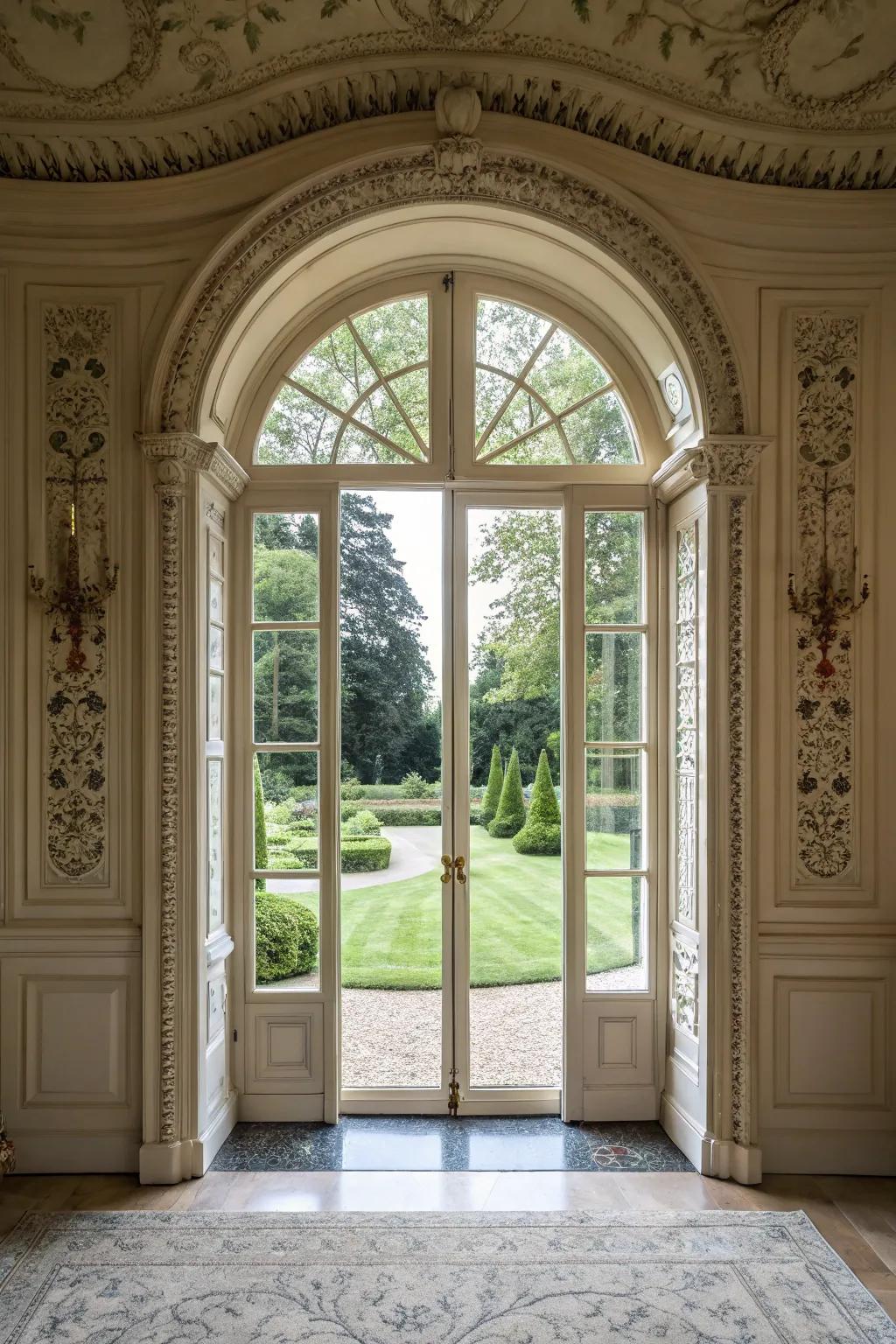 Architectural details bring sophistication to French doors.