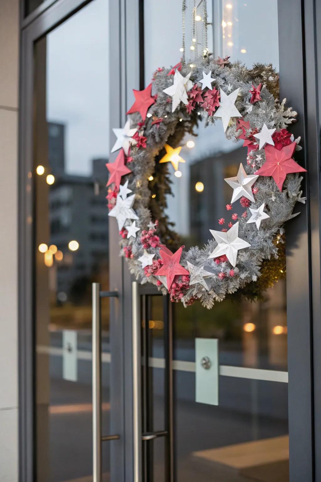 A whimsical decoration featuring paper luminaries and sprinkles.