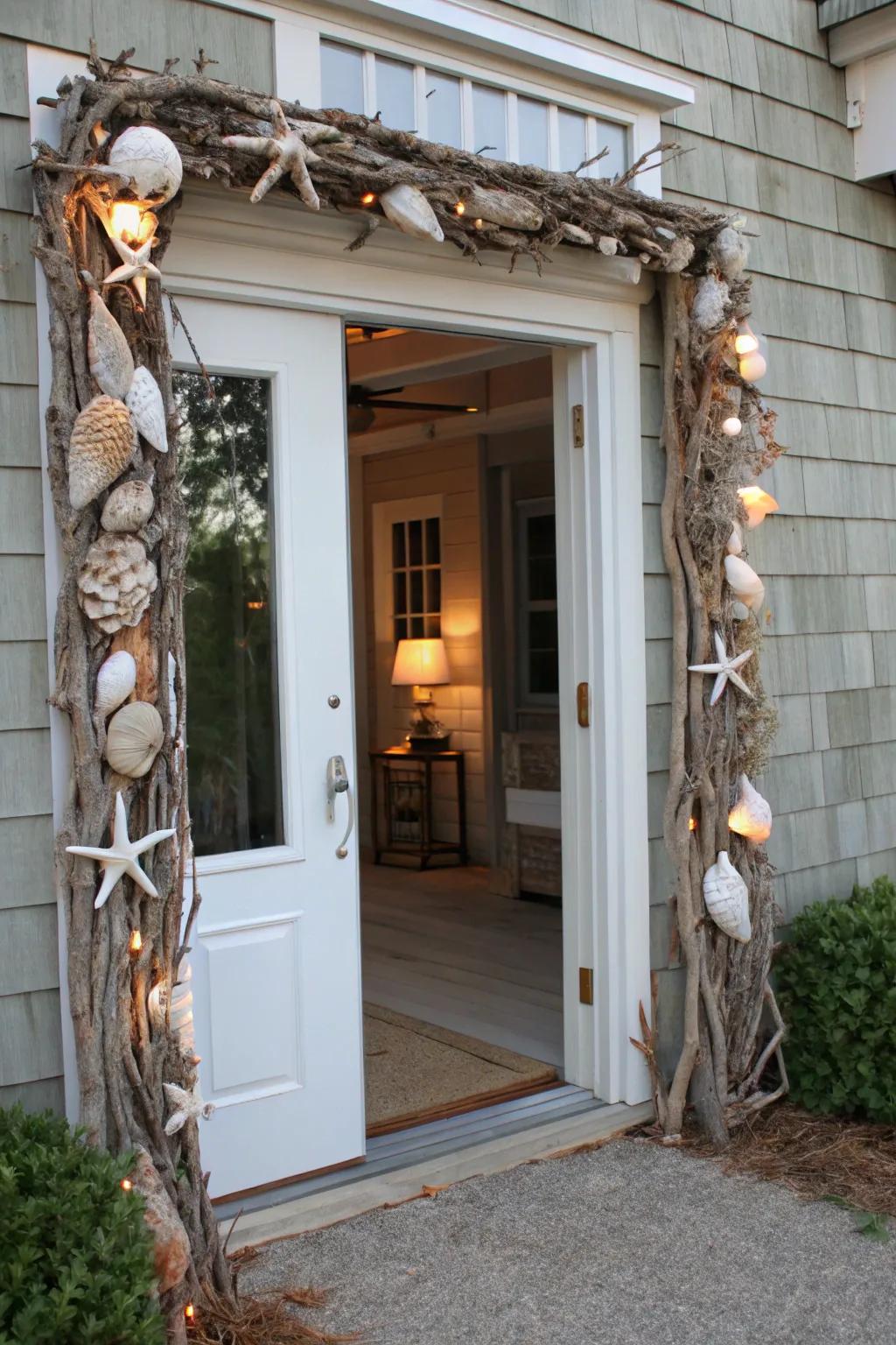 With a nautical-themed garland, bring the seaside to your entryway.