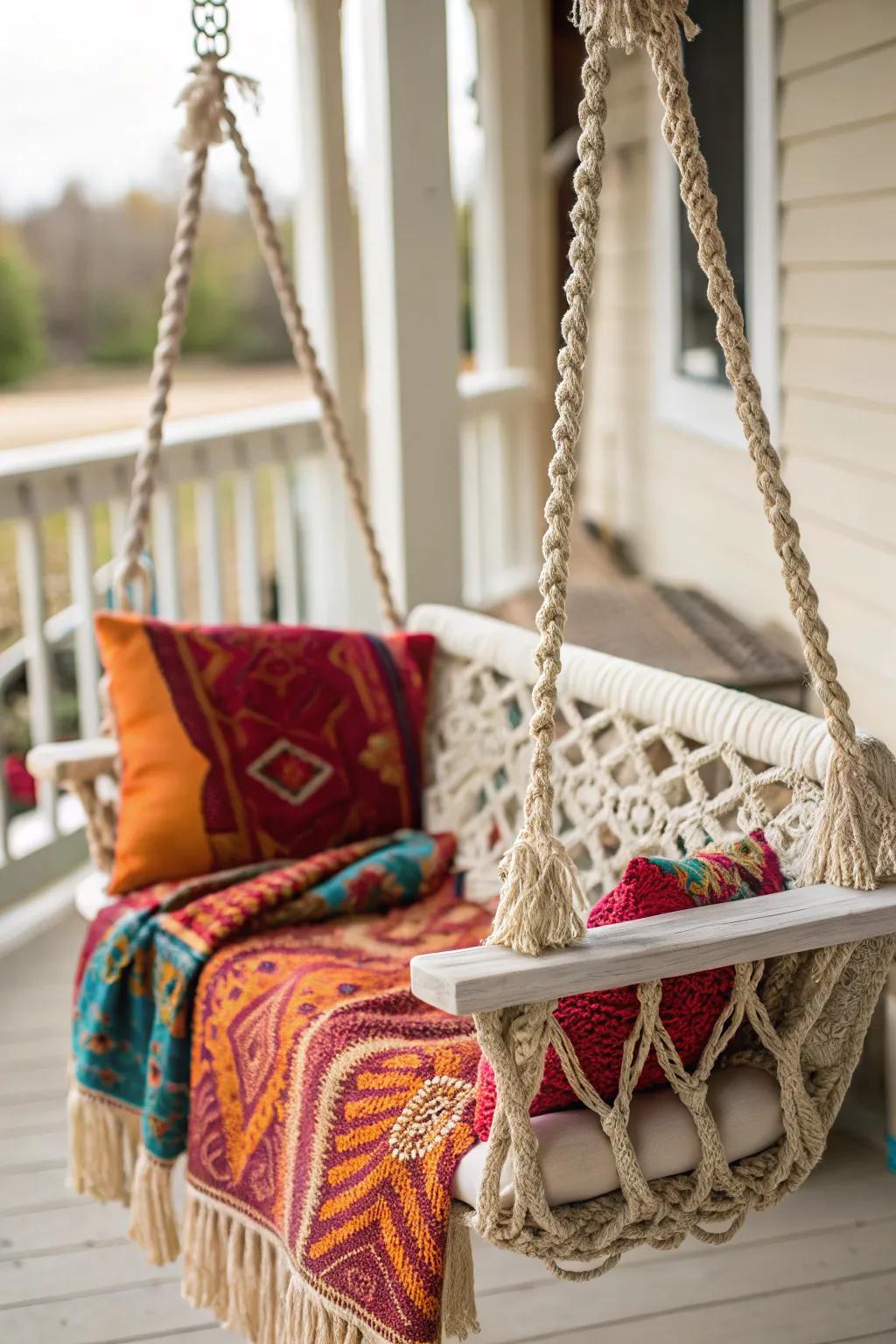 Infuse bohemian charm into your porch swing.