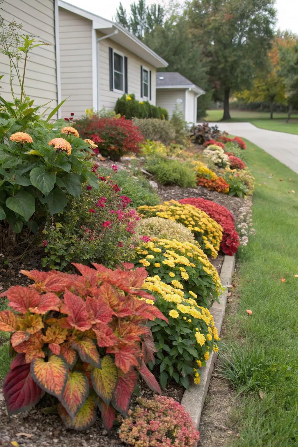 Enjoy a vivid transition in colors with plants that reflect the seasons.