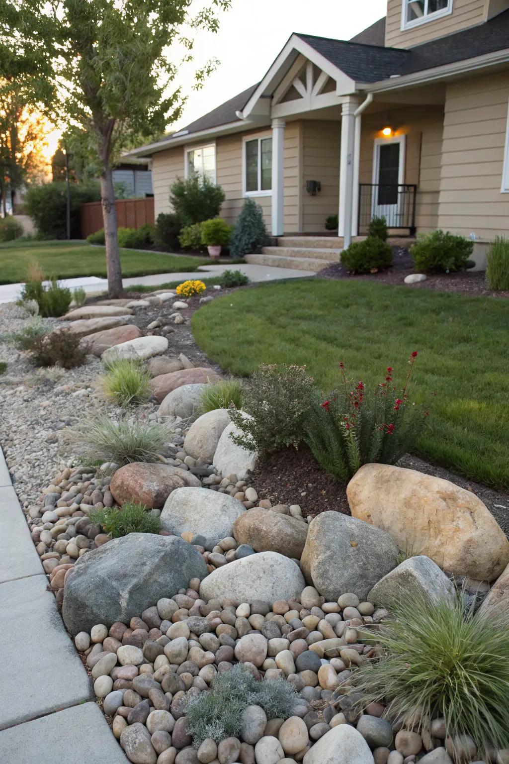 Rock gardens deliver a calm and easy-care landscaping choice.