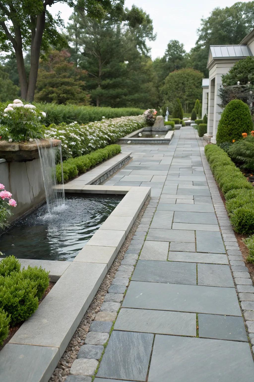 Azure stone blocks contribute refinement and sophistication to your landscape.