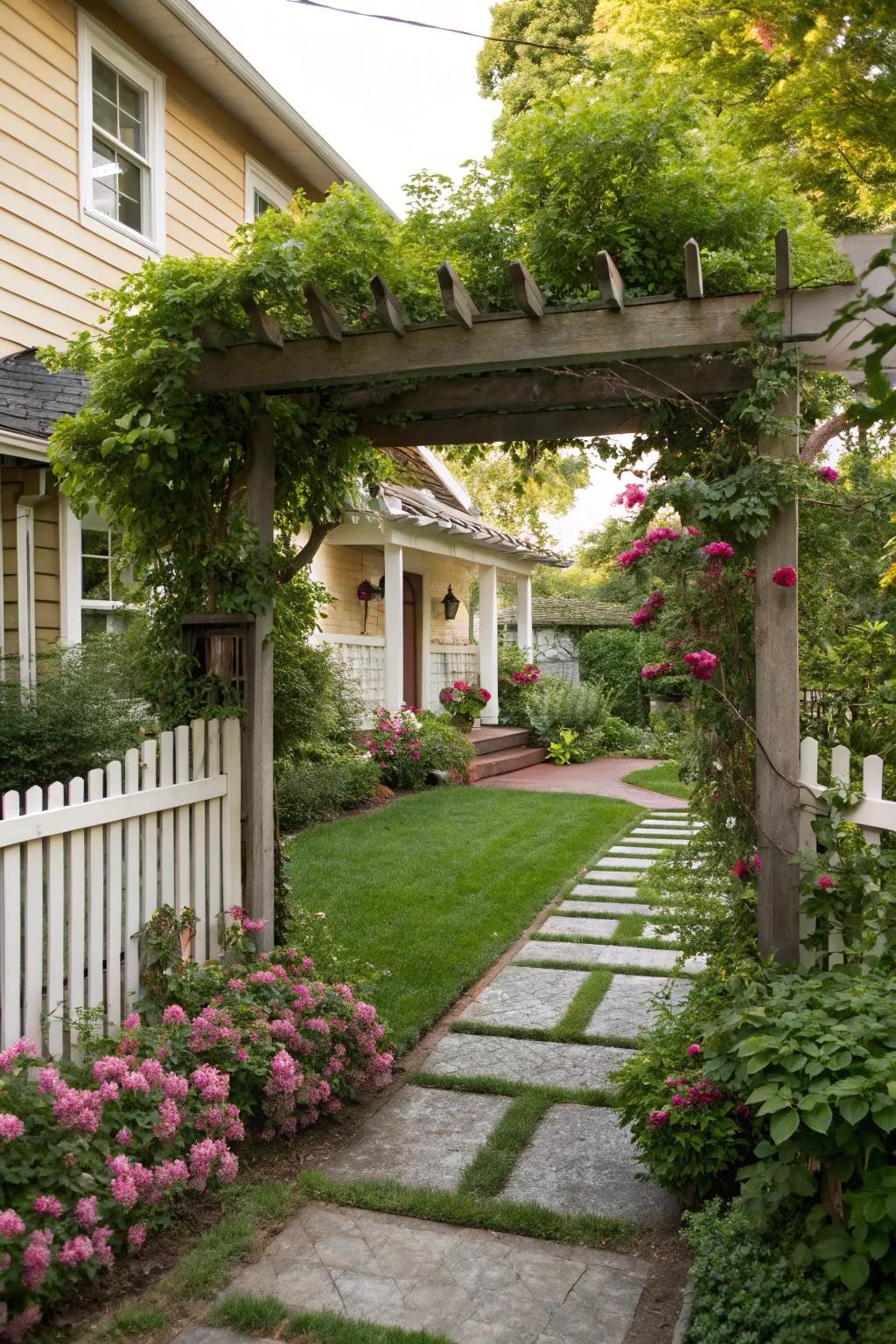Garden passages and bowers deliver graceful entrance alternatives accompanied by enhanced privacy.