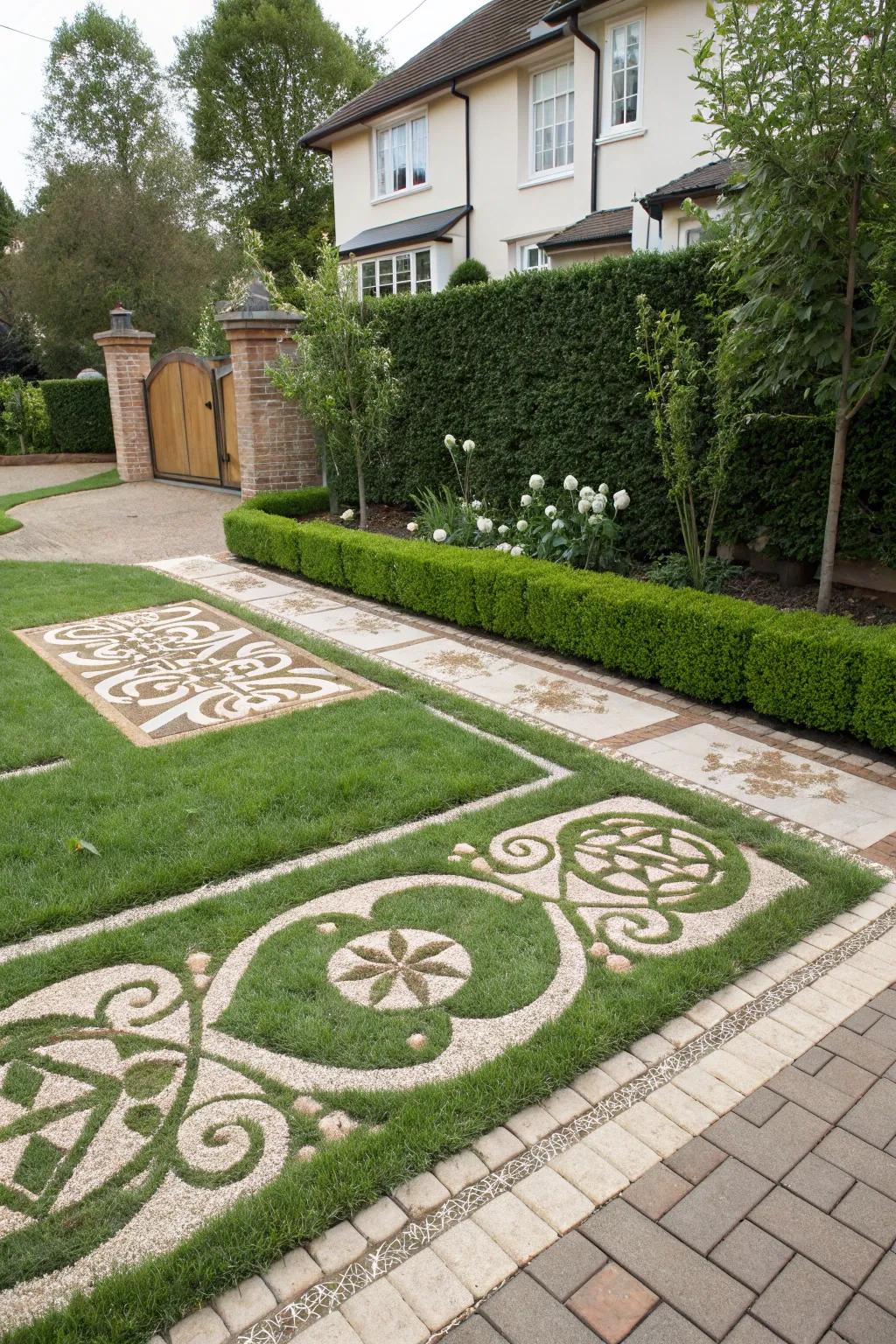 Artistic lawn patterns can discreetly mark your property's boundaries while incorporating aesthetic allure.