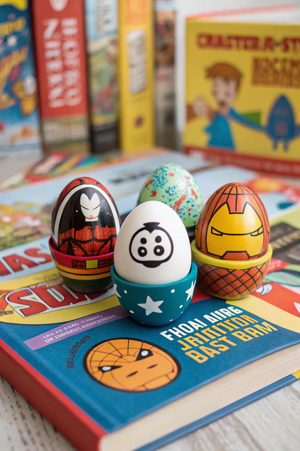 Eggs fashioned as pop culture icons commandeer the spotlight.