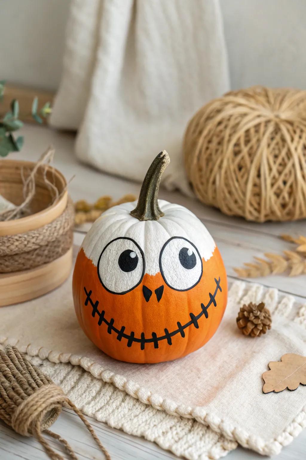 Let your imagination soar with this delightfully goofy monster pumpkin—ideal for introducing a playful element to your fall decor!
