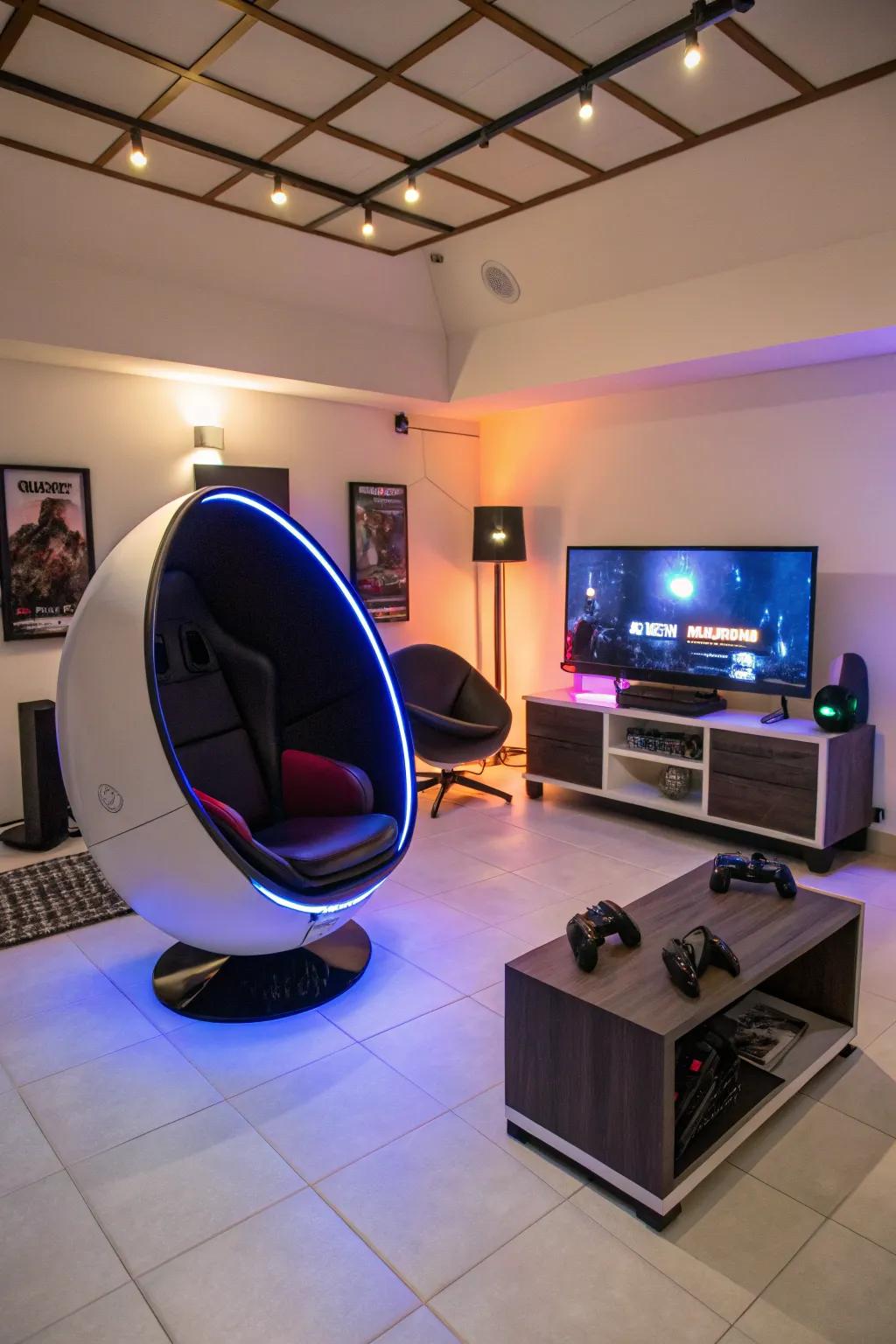 Step into the future using stylish shell chairs inside your gaming room.