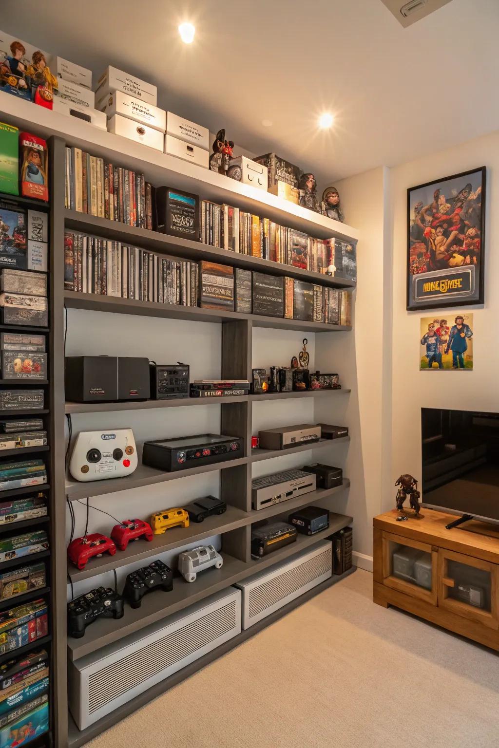 Organized storage maintains your gaming essentials within reach.