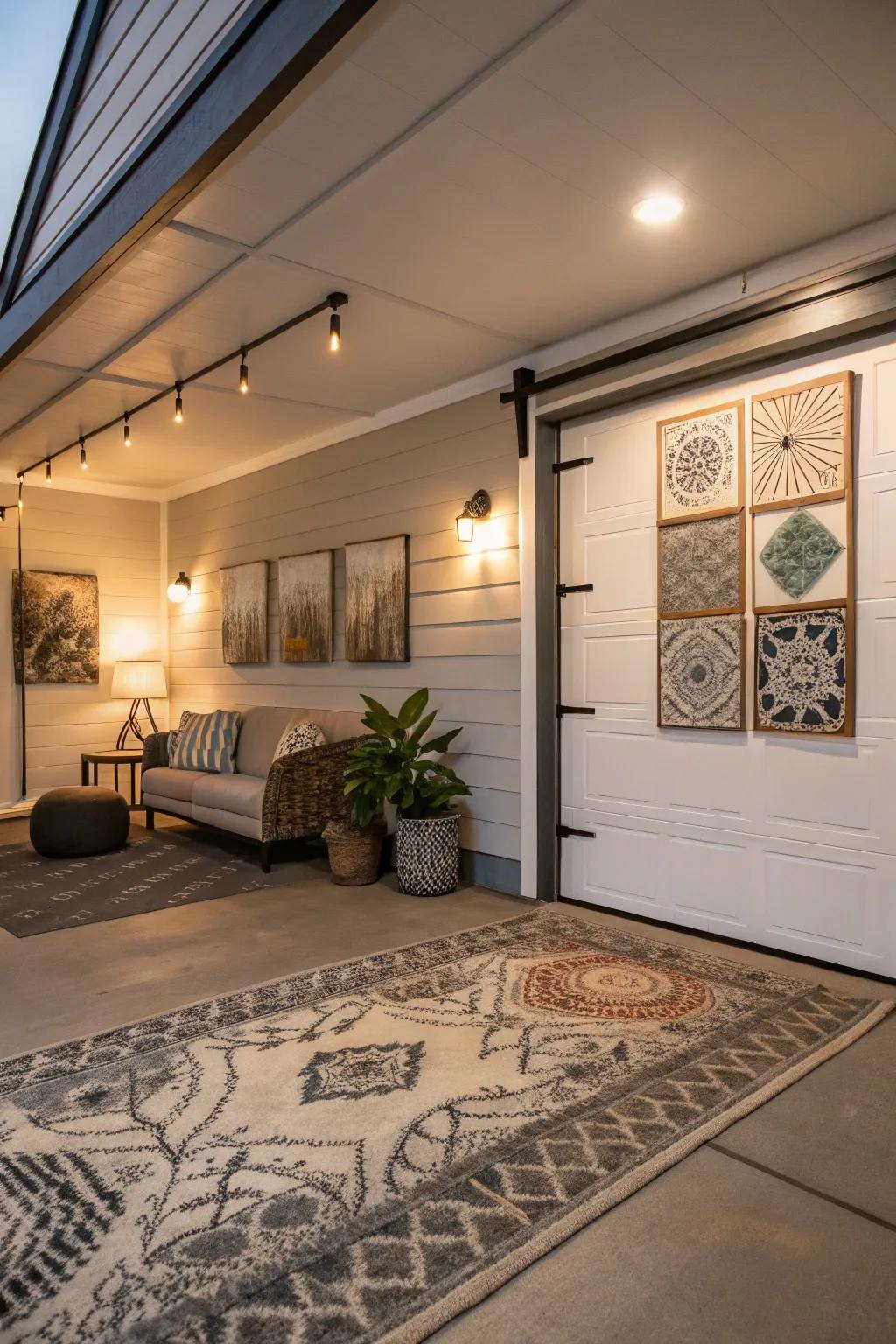 Ornamental features bring warmth and personality to the garage.