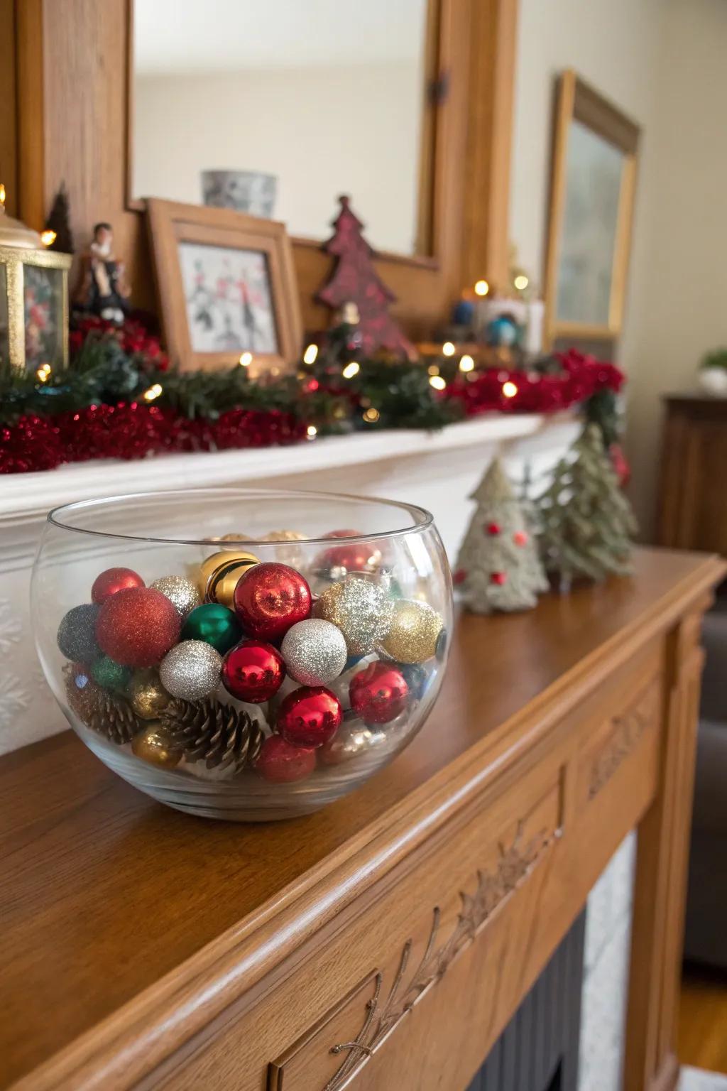 Occasional embellishments within a glass bowl infuse celebratory allure.