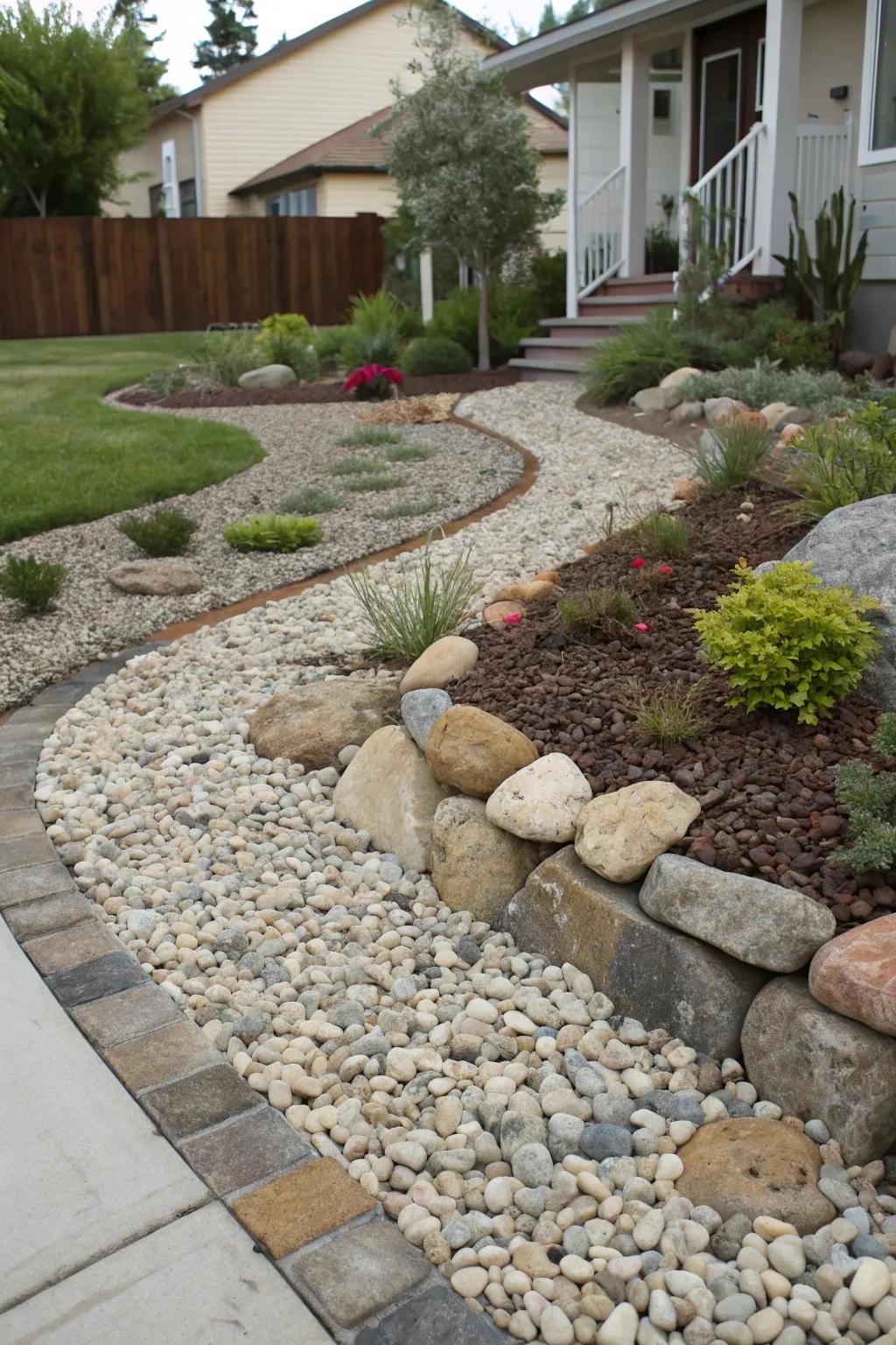 A beautifully textured landscape created with layered gravel.
