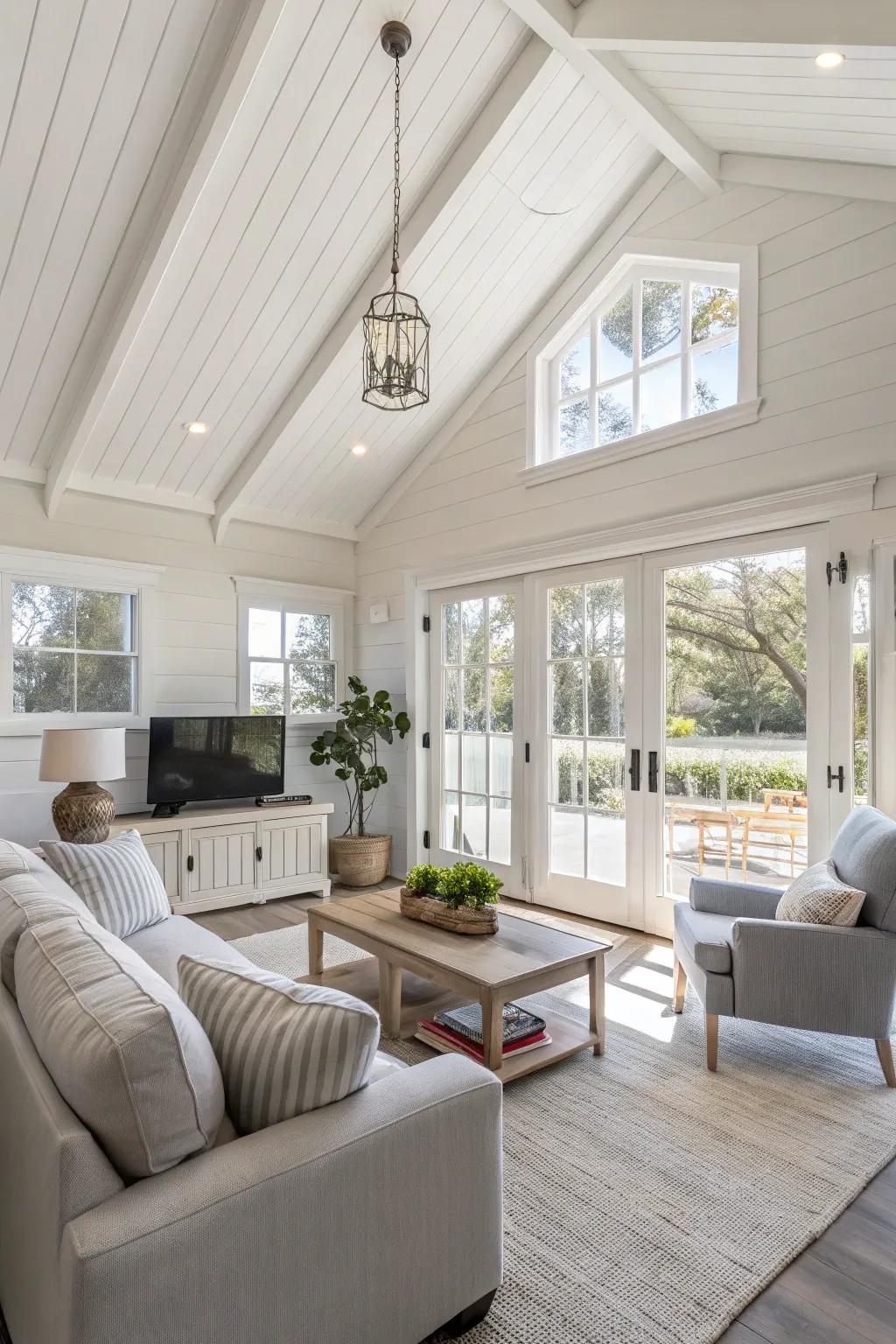 White ceilings can amplify brightness and harmonize with any design style.