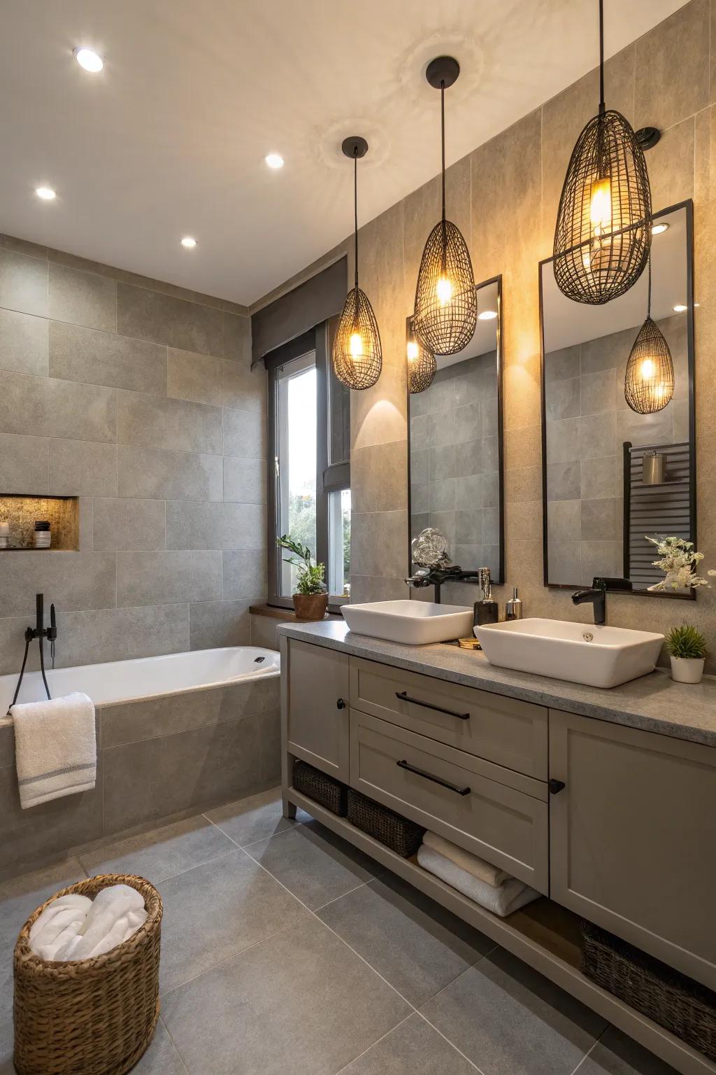 Refined lighting fixtures foster a warm and inviting atmosphere.