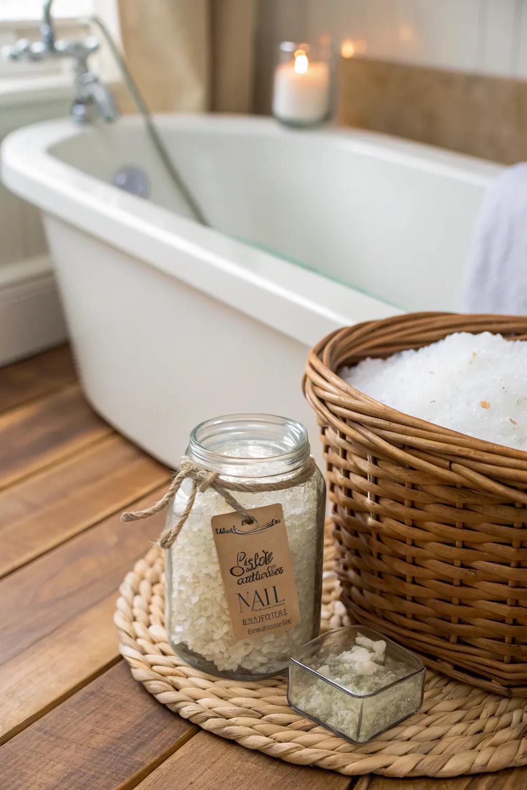 Luxurious bath salts to ensure a relaxing soak.