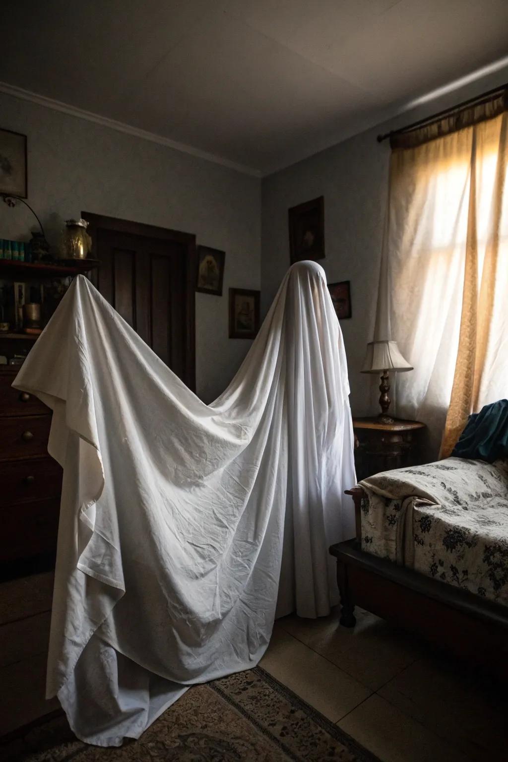 Simple drapes can create a ghostly effect perfect for Halloween.