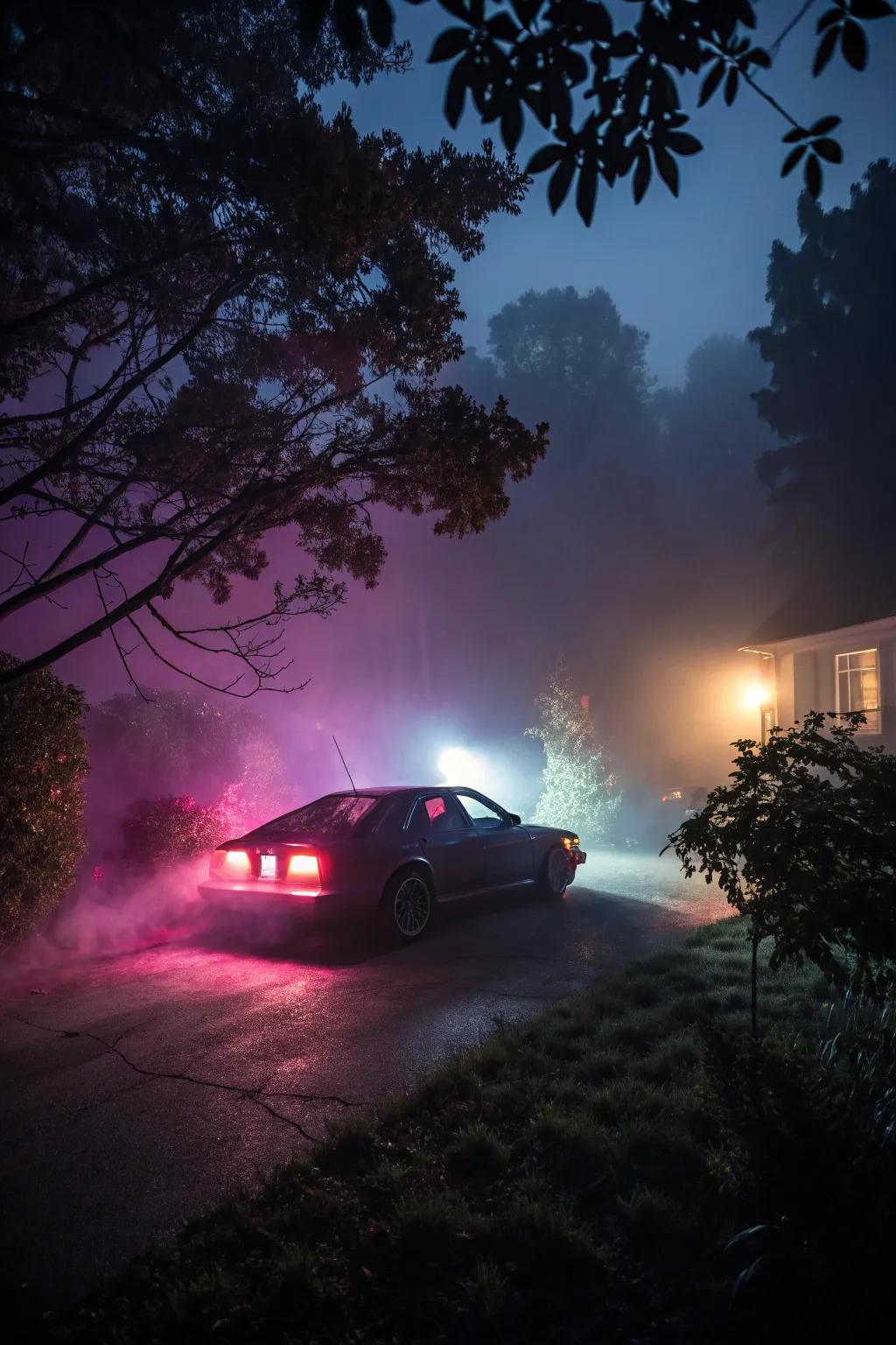 Mist and lights fashion a hauntingly exquisite scene.