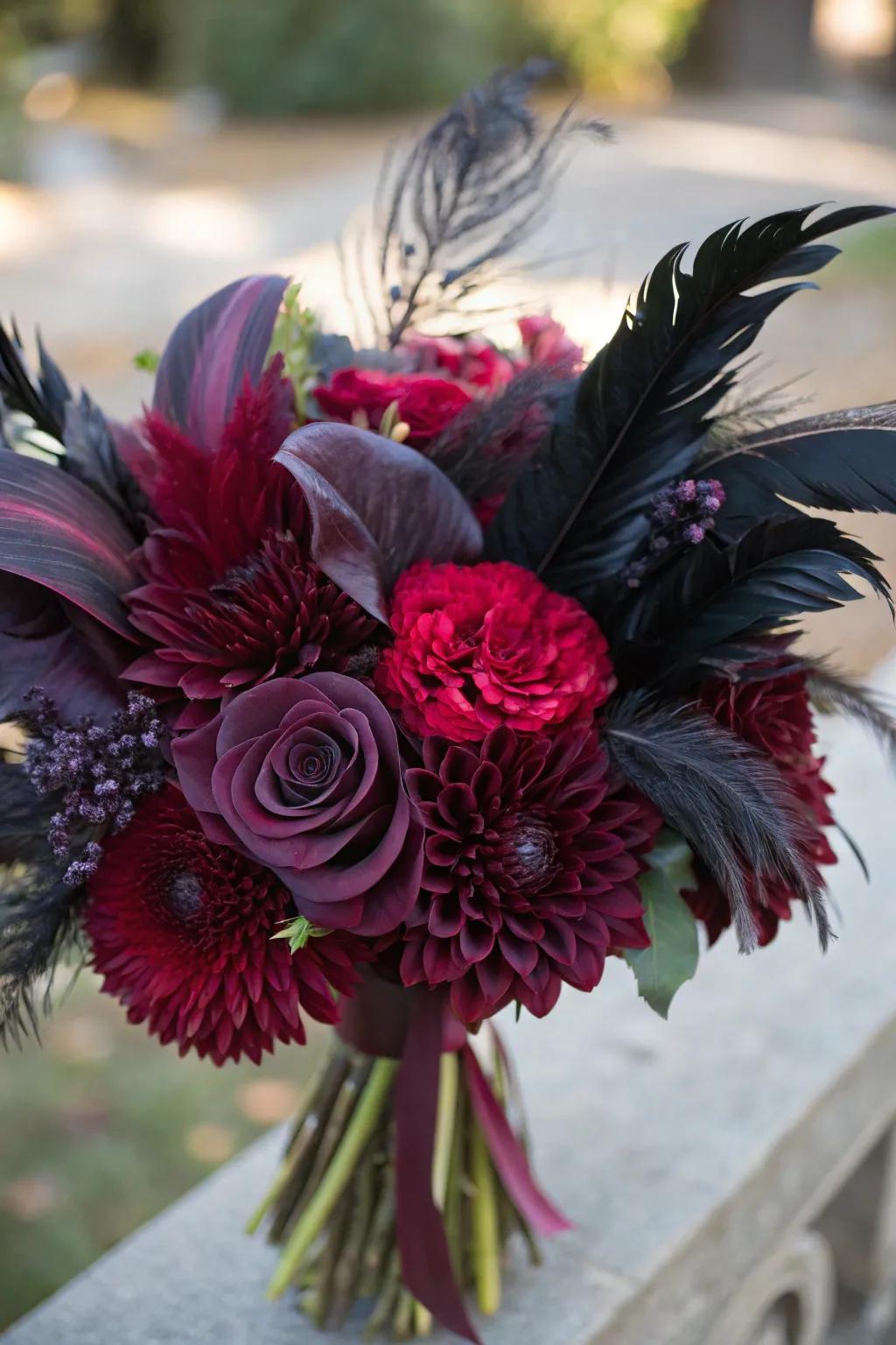 Intense florals add a mysterious elegance.