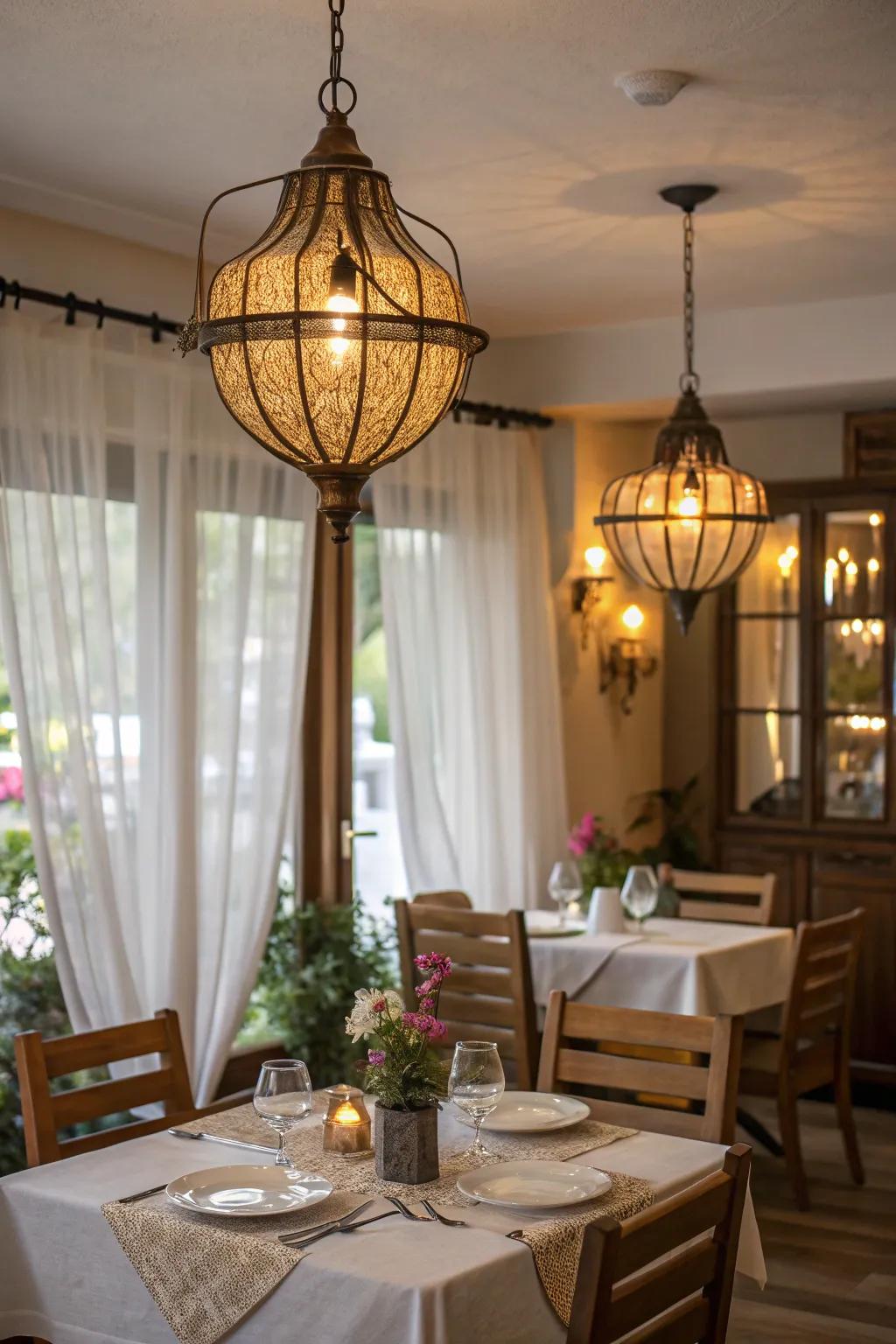 Hanging lights add beauty and warmth to any environment.