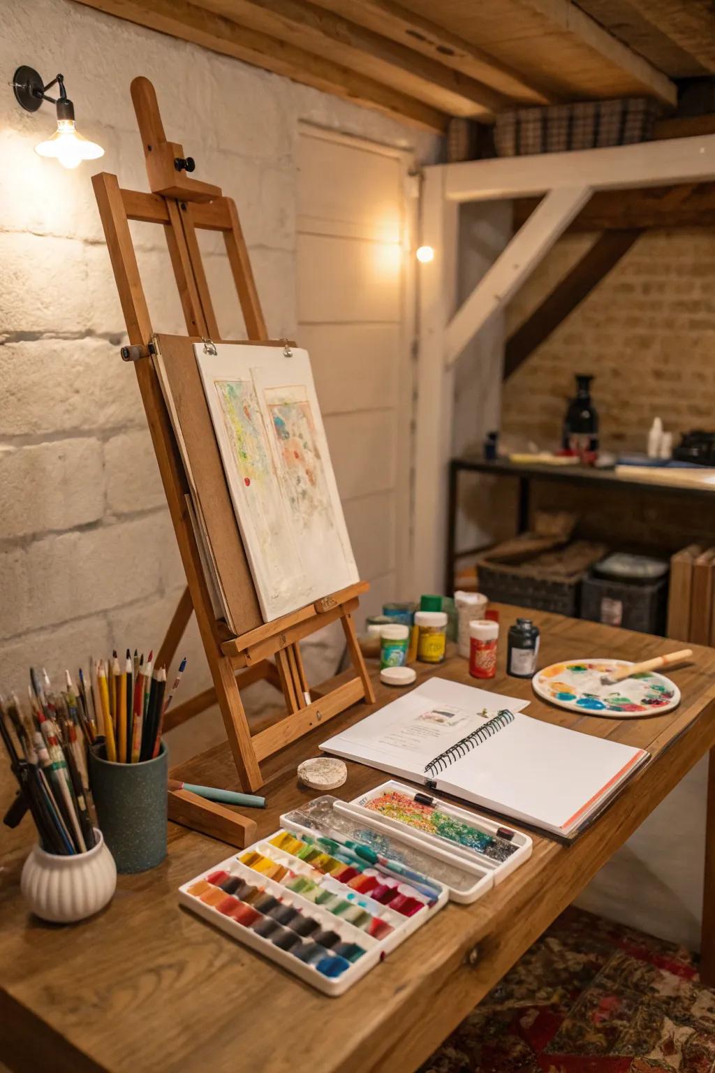 Express your creativity in a dedicated arts corner with all the essentials.