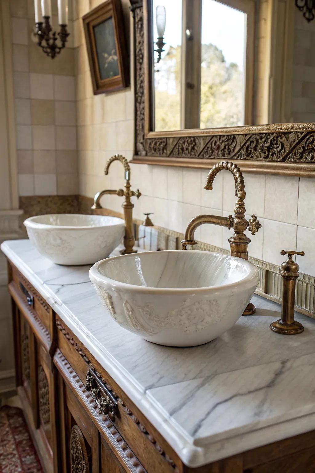 A vintage bathroom layout featuring classic charm and sophistication.