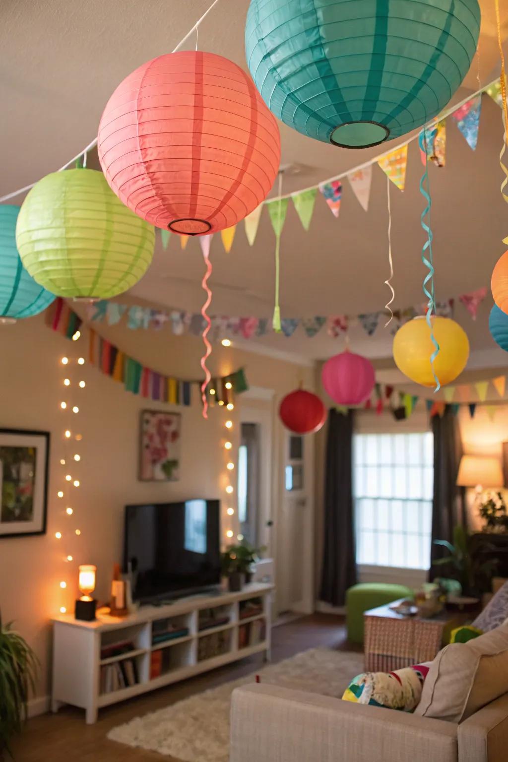 Economical decorations contributing charm to the celebration environment.