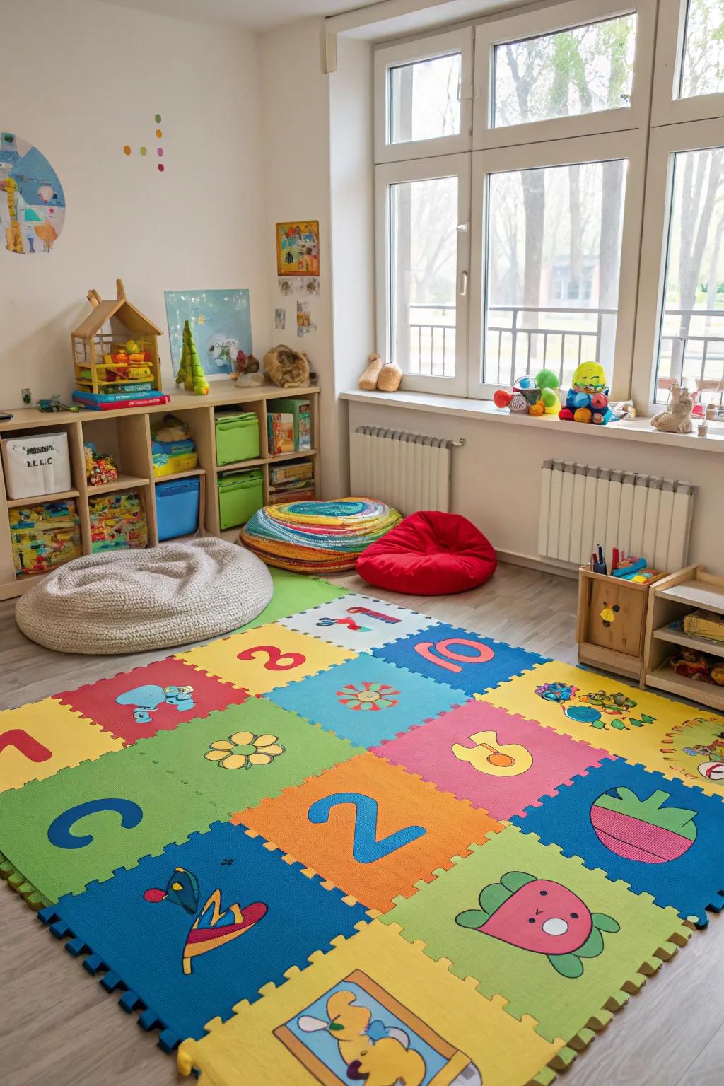 Interactive activity mats deliver a secure and enjoyable surface for children.