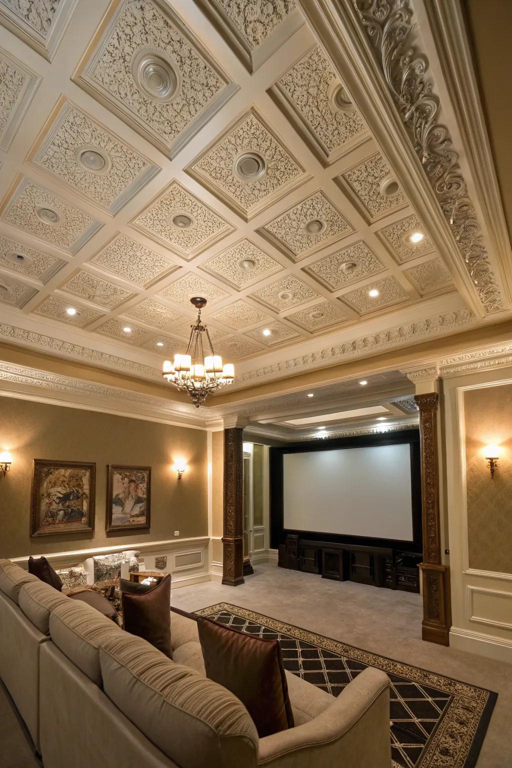 Incorporate magnitude and panache through a coffered ceiling.