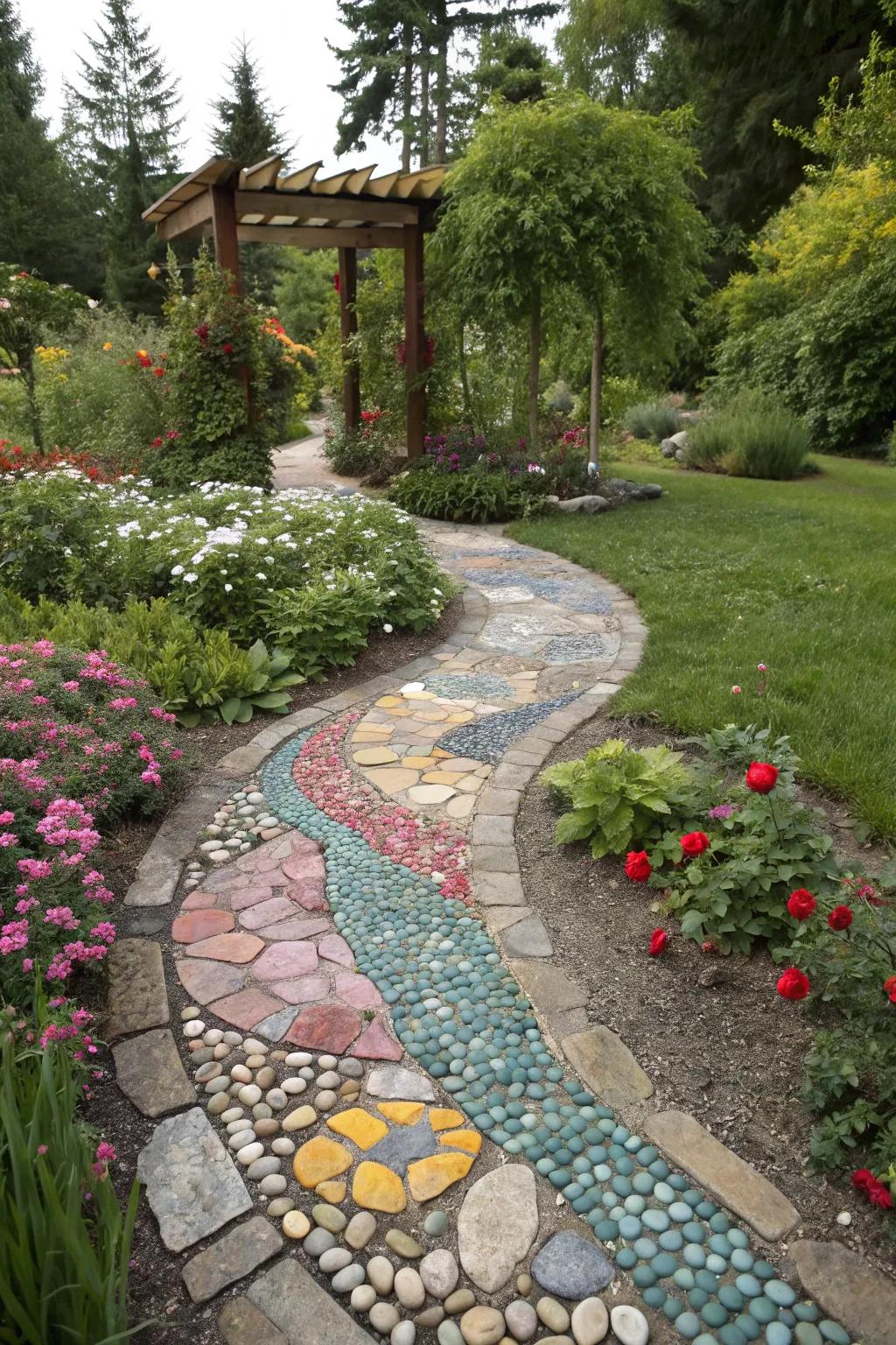Design a beautiful mosaic path for your garden.