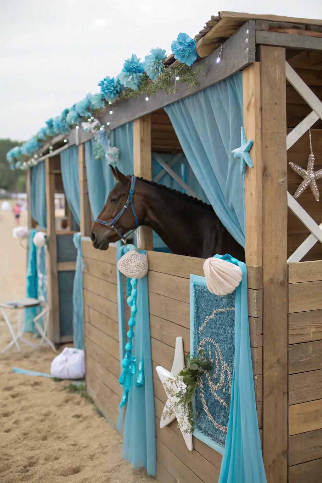 Themed embellishments metamorphose stalls into unparalleled areas.