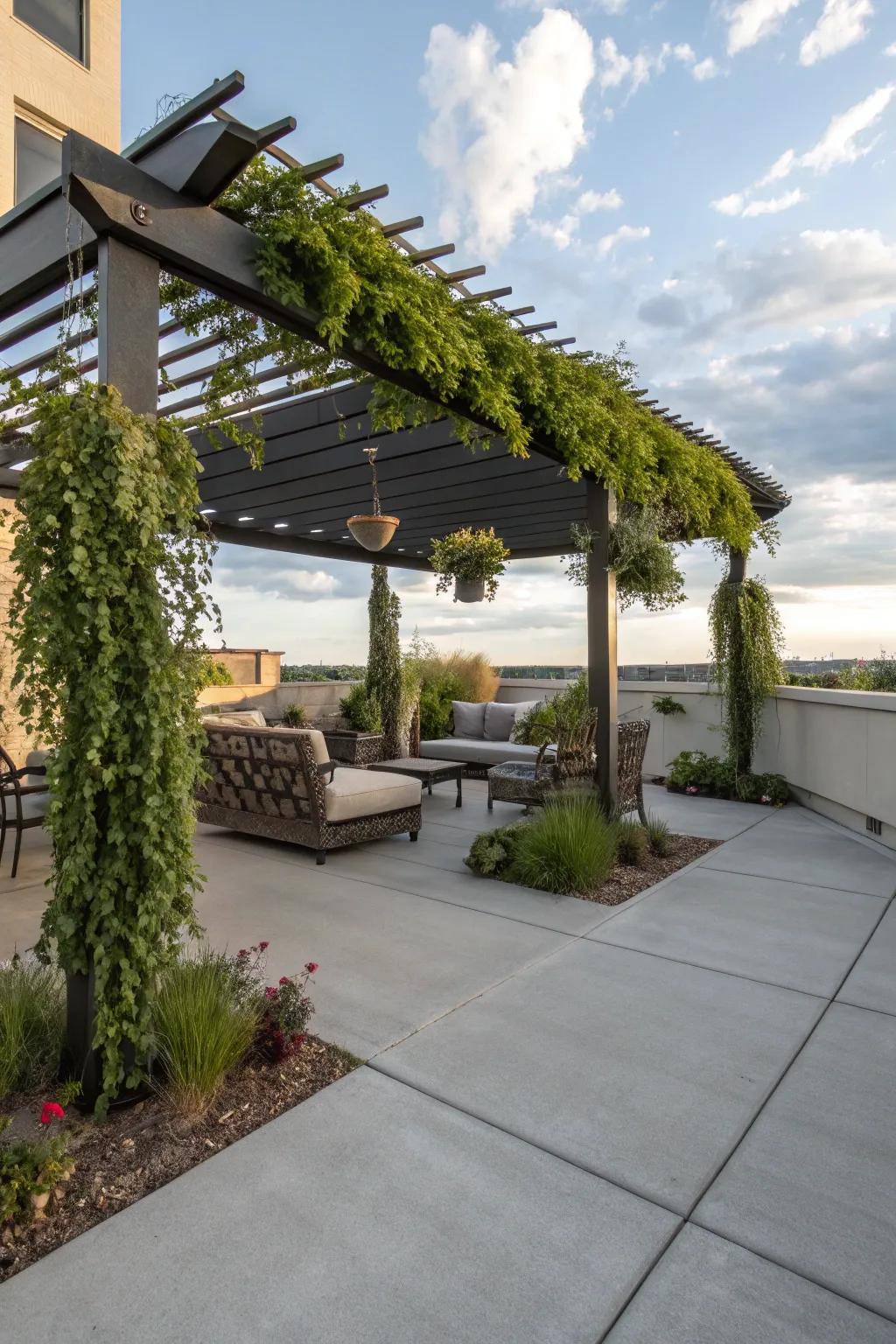 A pergola adds shade and a touch of elegance to your patio.
