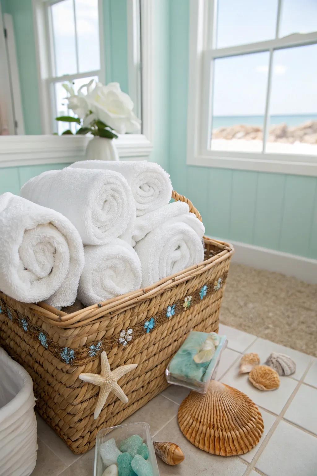 Transport the tranquility of the shore indoors with osier weave receptacles.