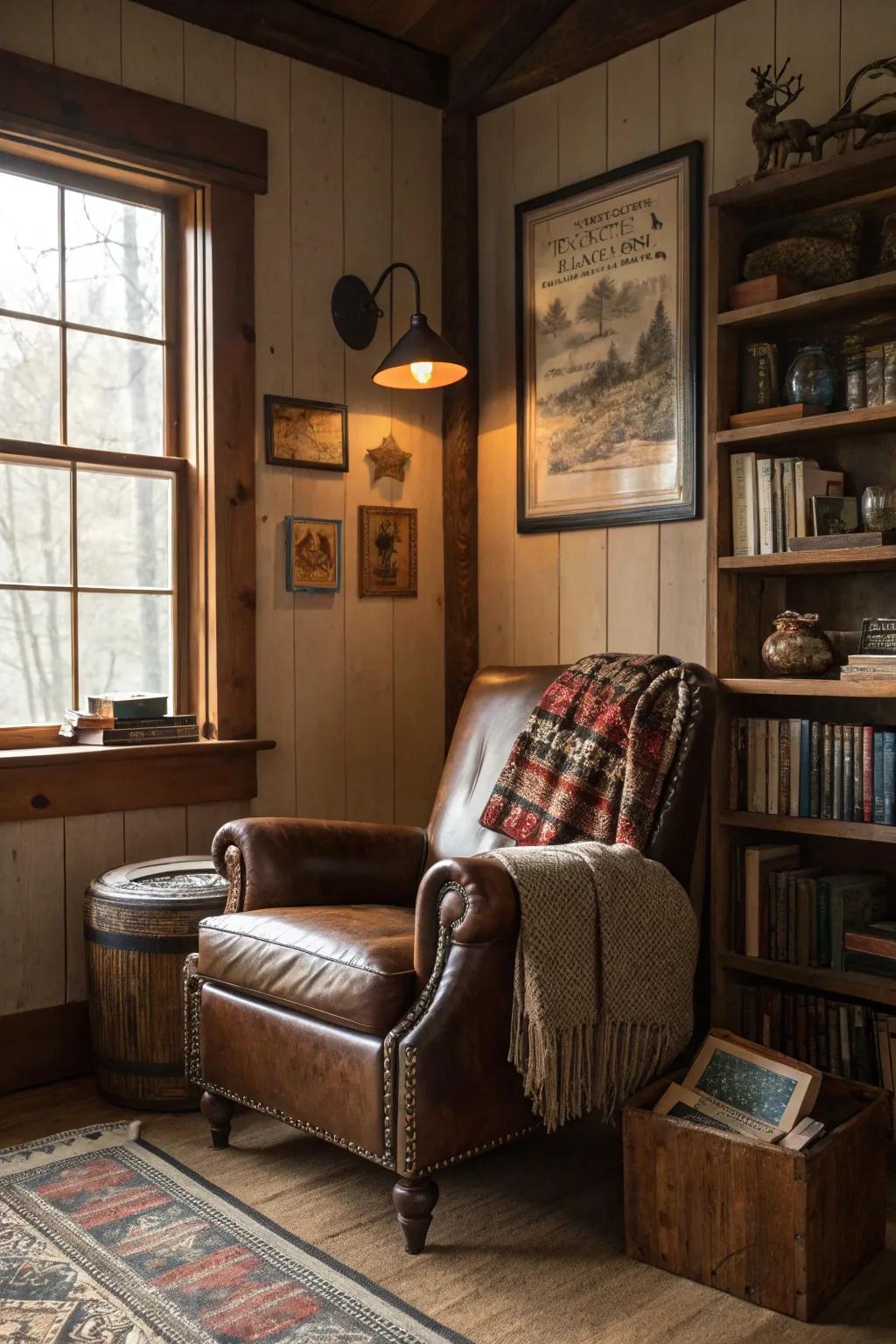 Leather upholstered furniture radiates comfort and sophistication throughout your themed space.