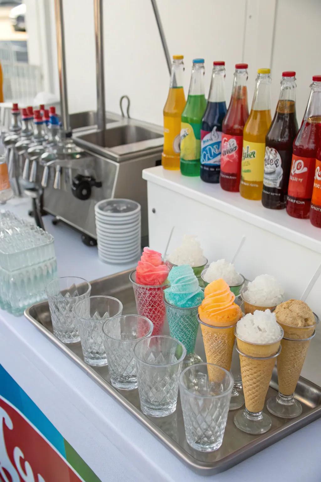 An ice cream soda station offers a fizzy delight for any event.