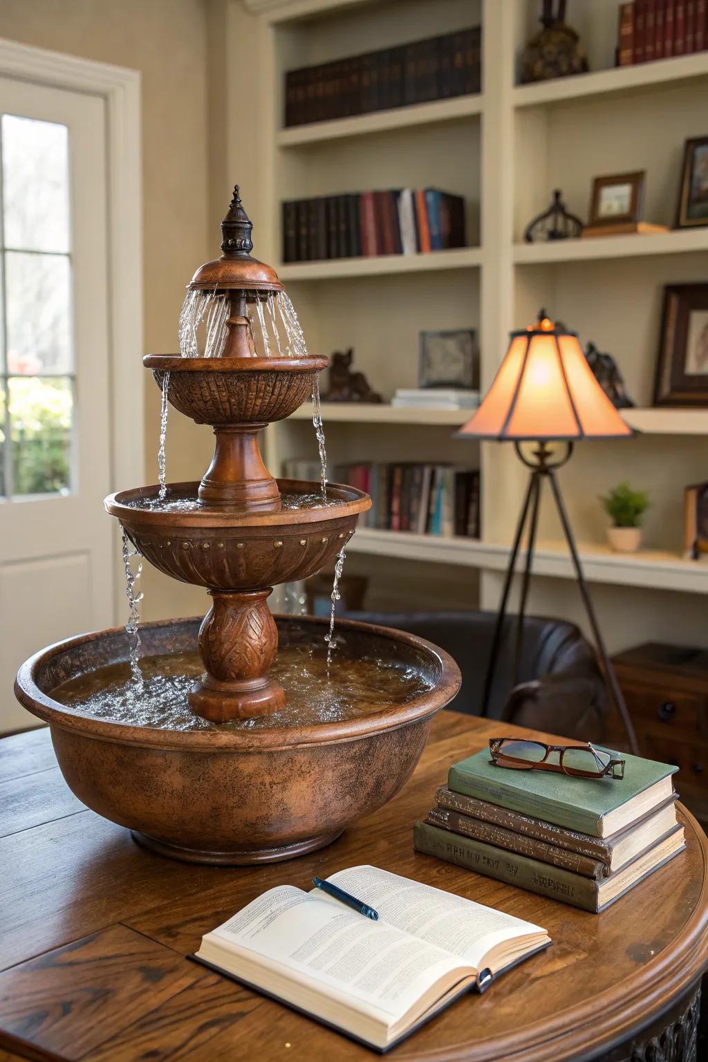 Copper fountains add warmth and elegance to your decor.