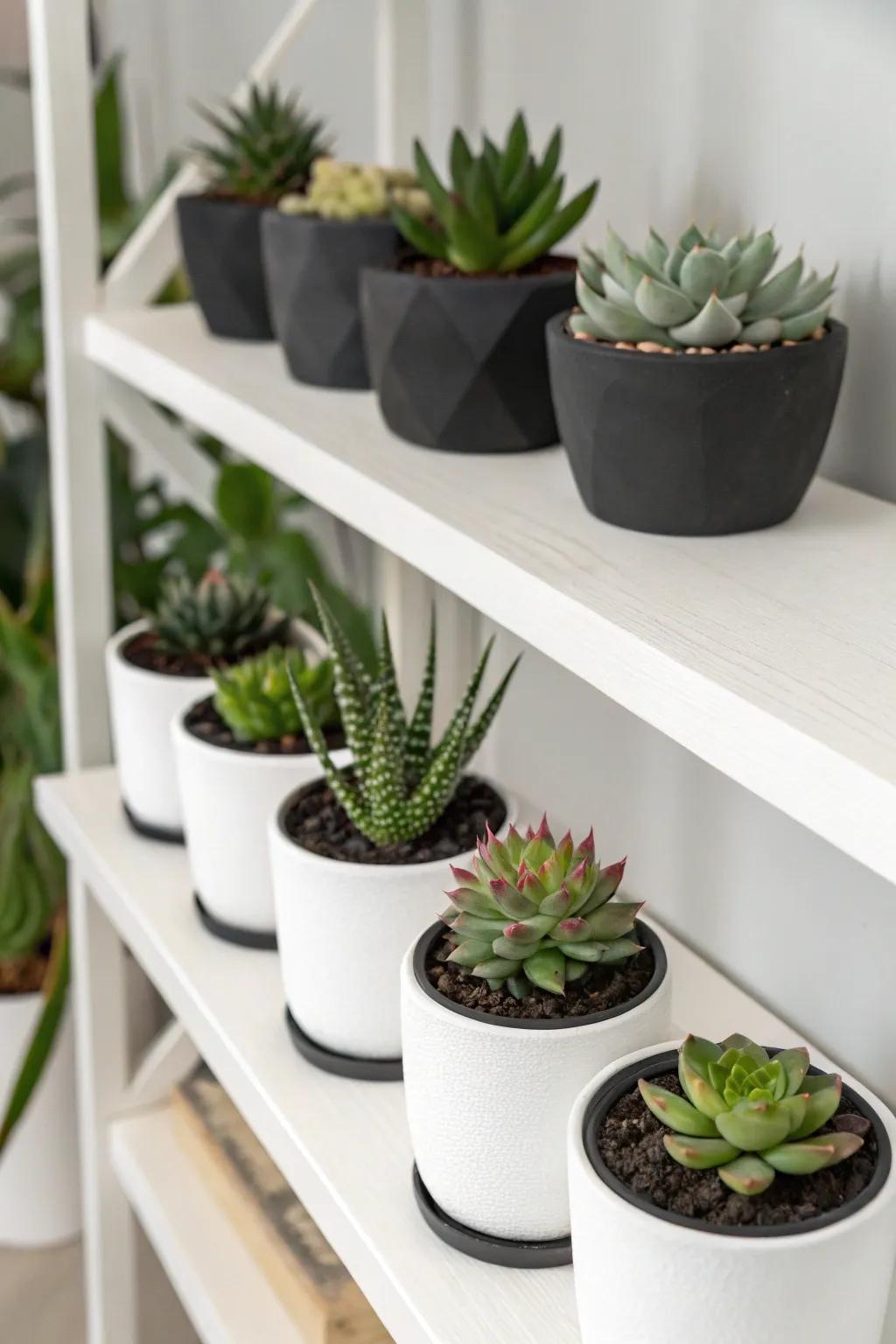 Minimalist containers emphasize the inherent beauty of succulents.