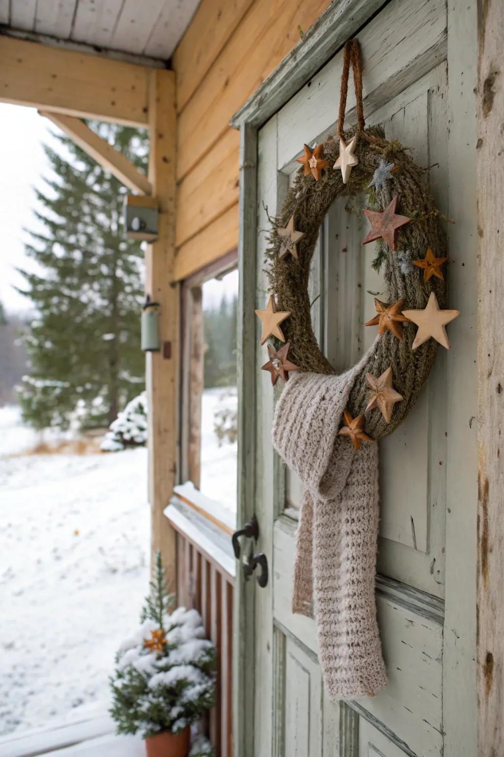 An inviting and personal vibe is achieved in seasonal garlands using woven textures.