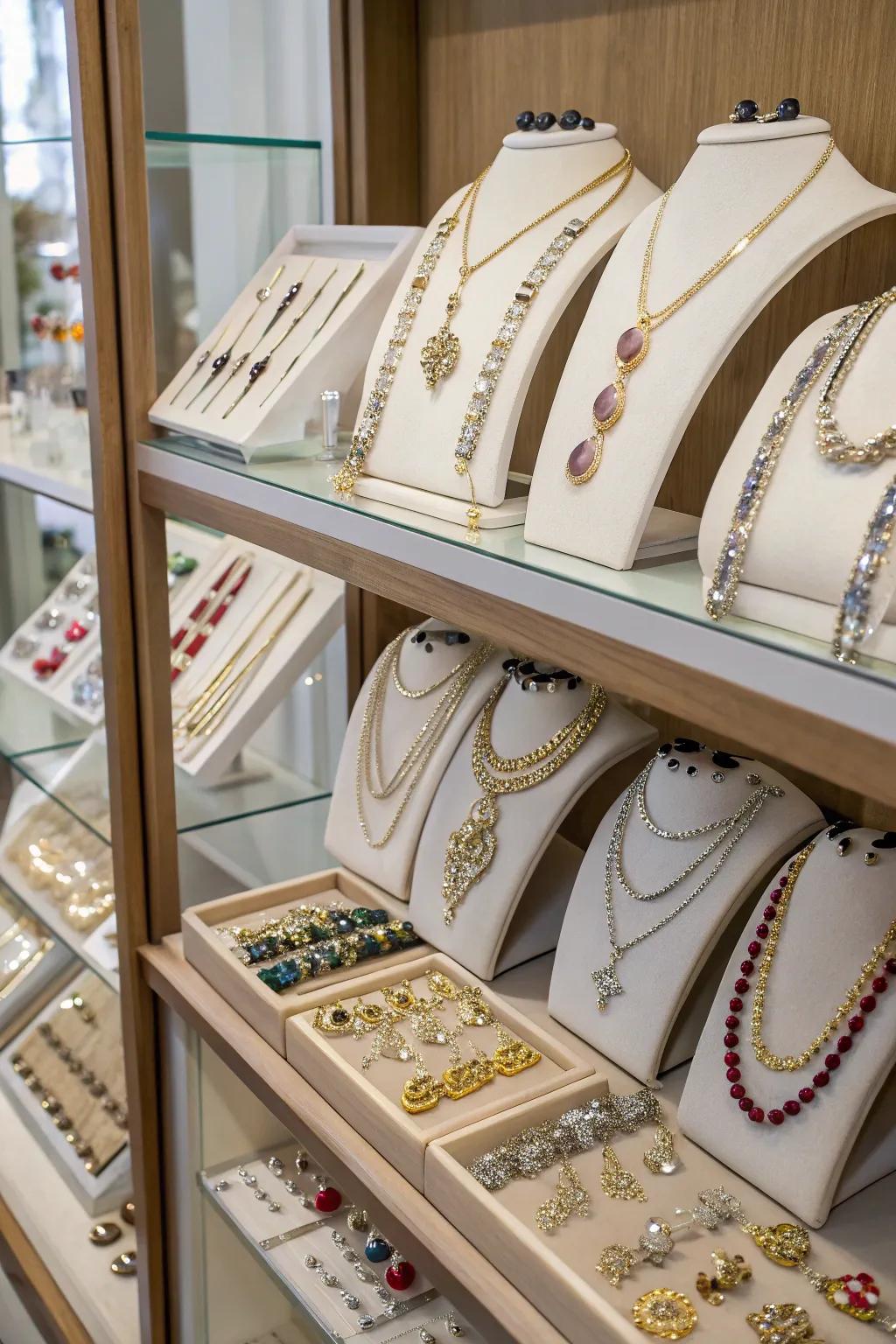 Create the feeling of unlimited possibility through the use of crowded shelving displays.