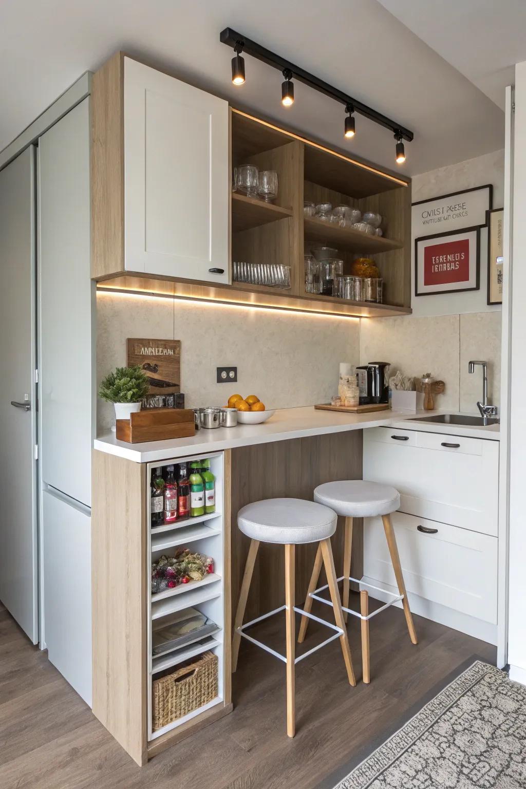 Small bar design ideal for limited areas.