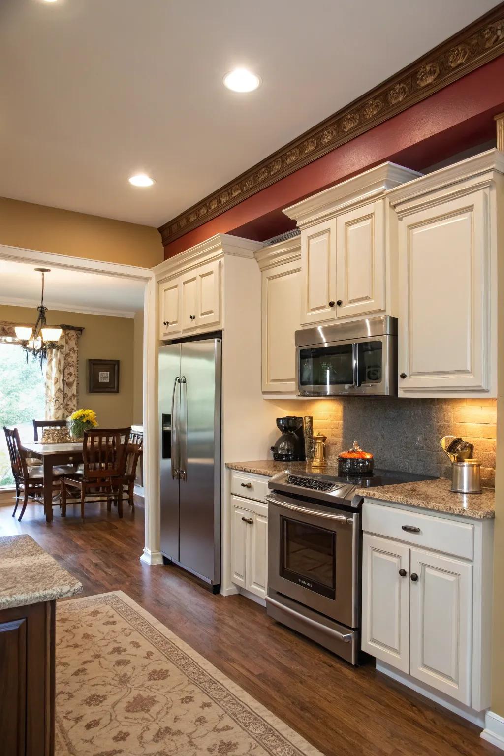 Dual-tone trim enhances depth and visual intrigue.